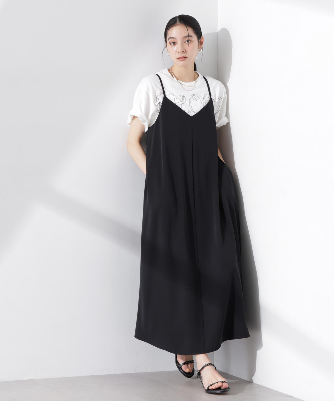 フレアダブルクロスキャミワンピース 6695119322