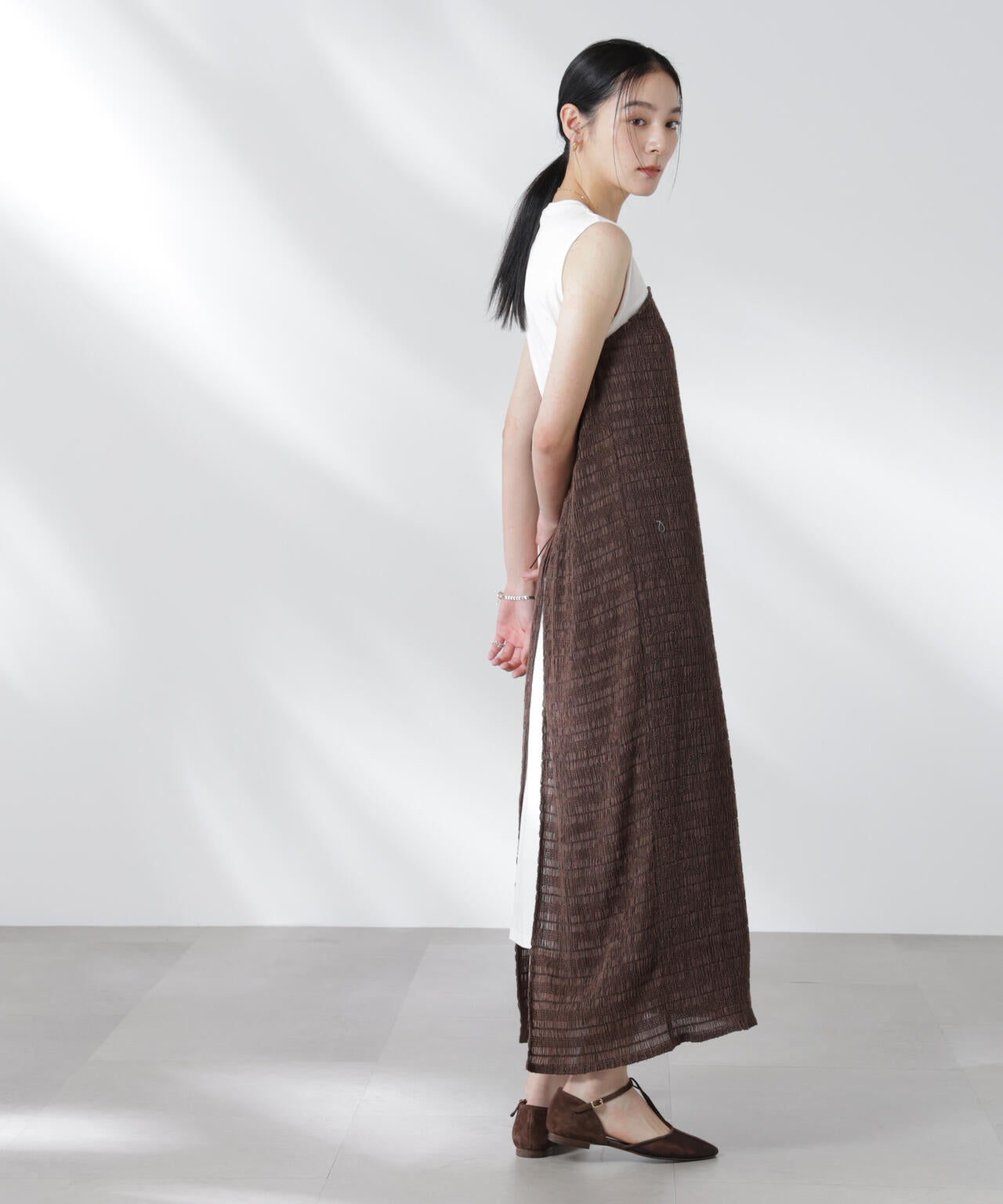 シャーリングベアドッキングカットワンピース 6695119324