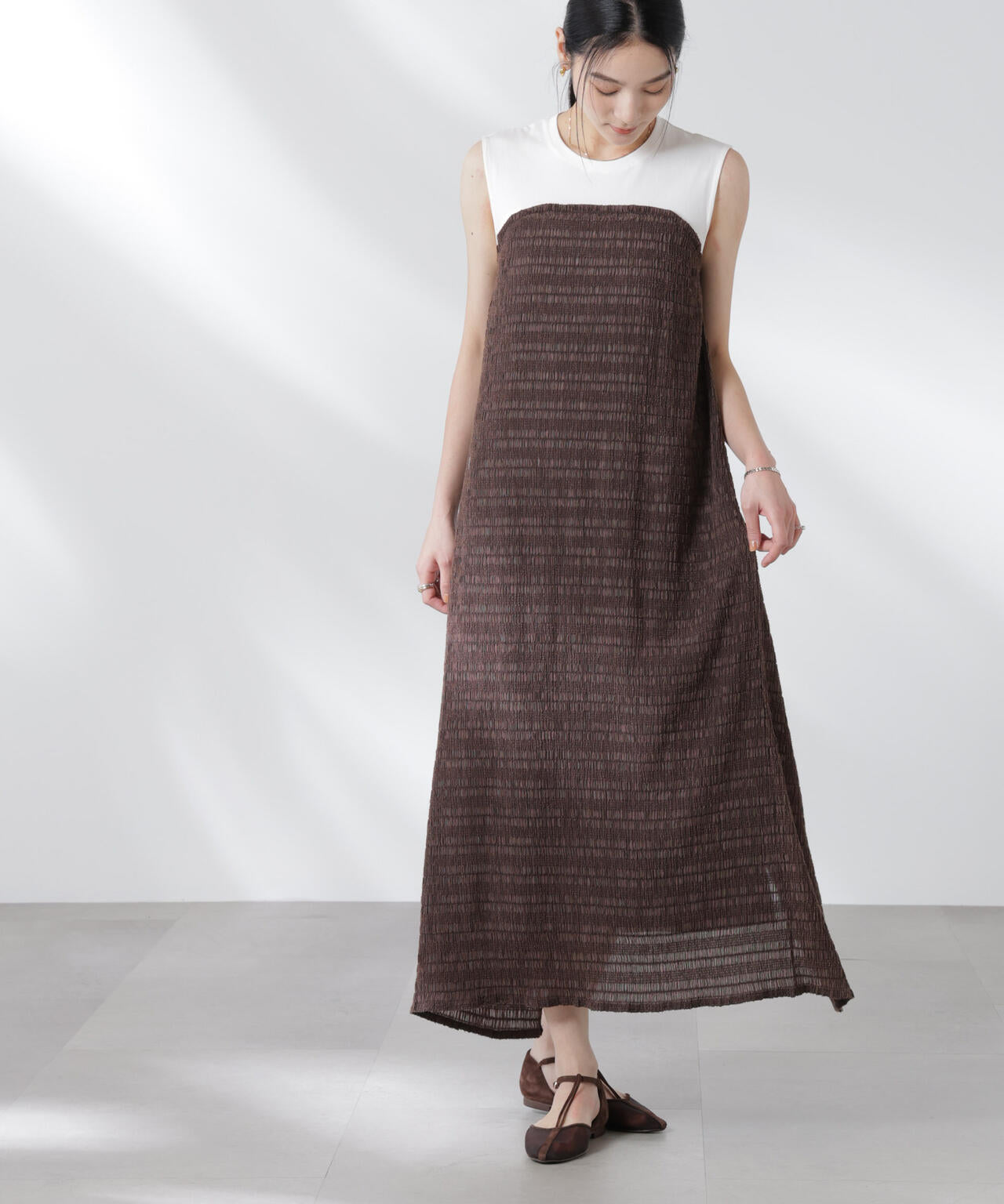 シャーリングベアドッキングカットワンピース 6695119324