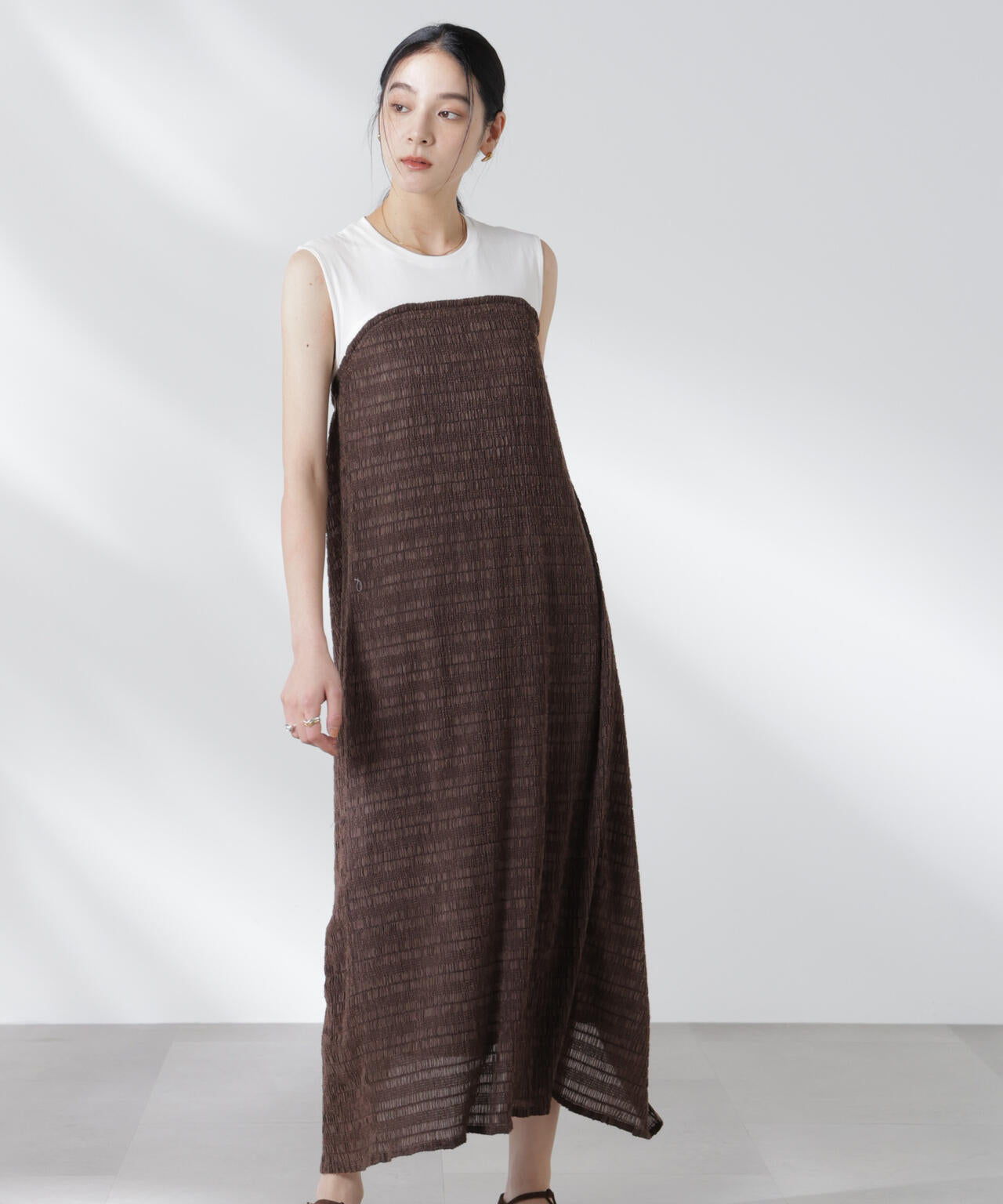 シャーリングベアドッキングカットワンピース 6695119324