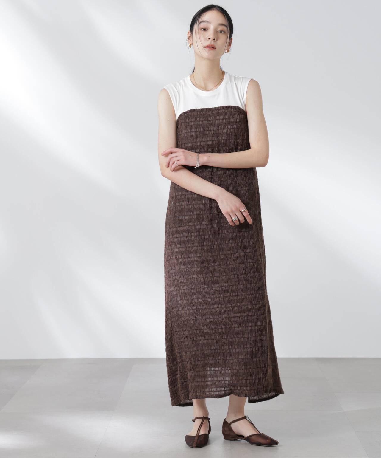 シャーリングベアドッキングカットワンピース 6695119324