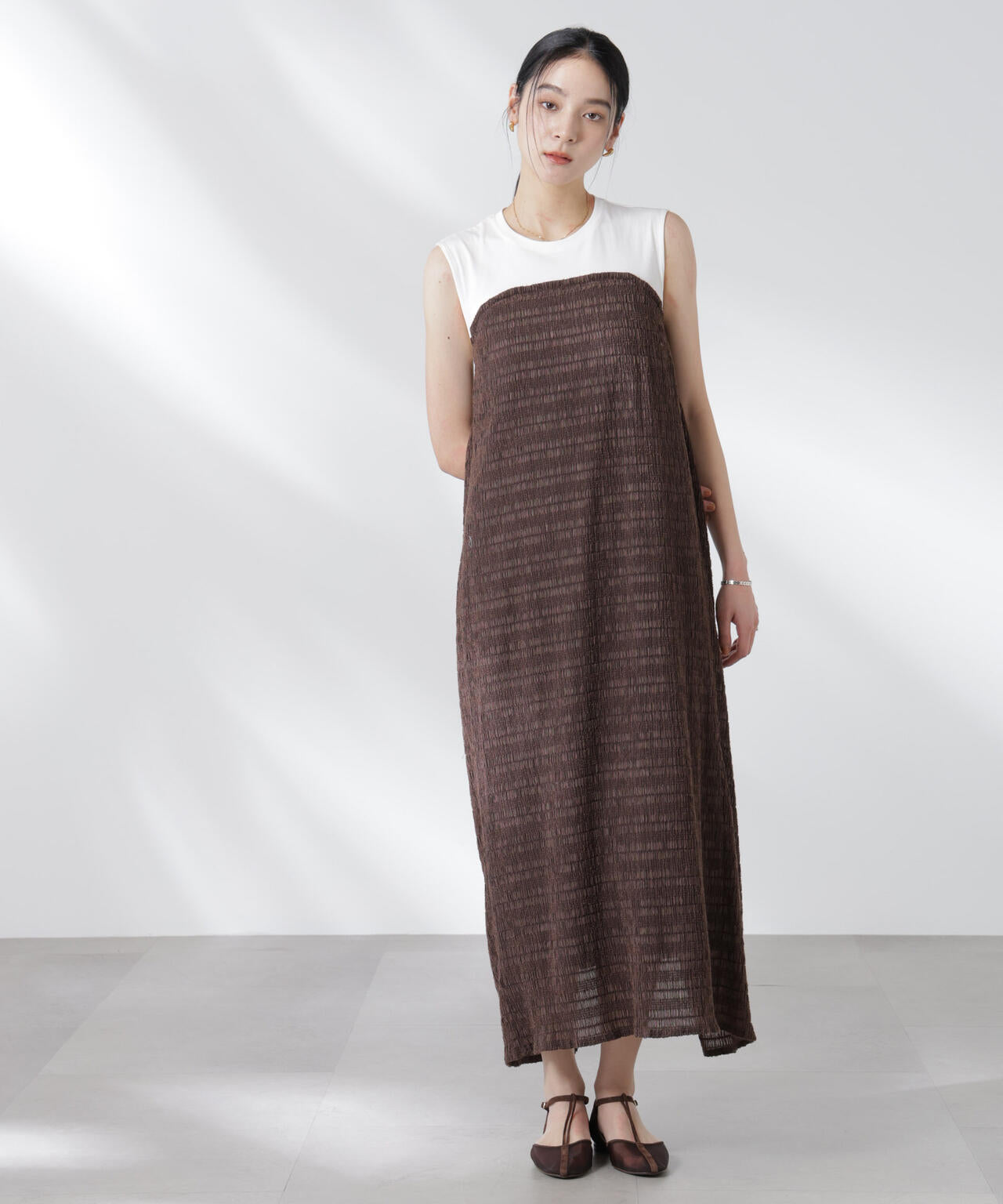 シャーリングベアドッキングカットワンピース 6695119324