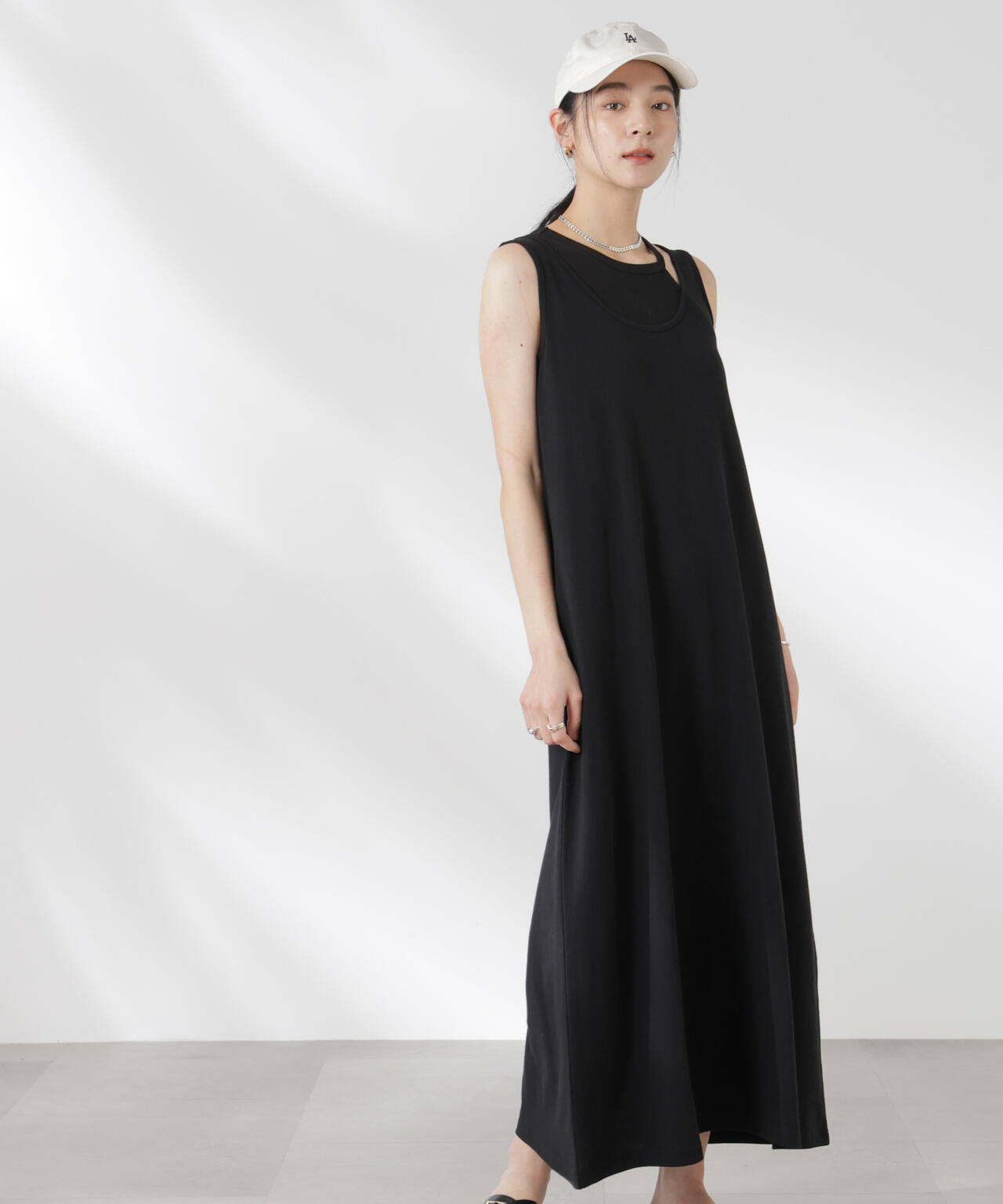 カップ付きアシメタンクレイヤードワンピース 6695119327