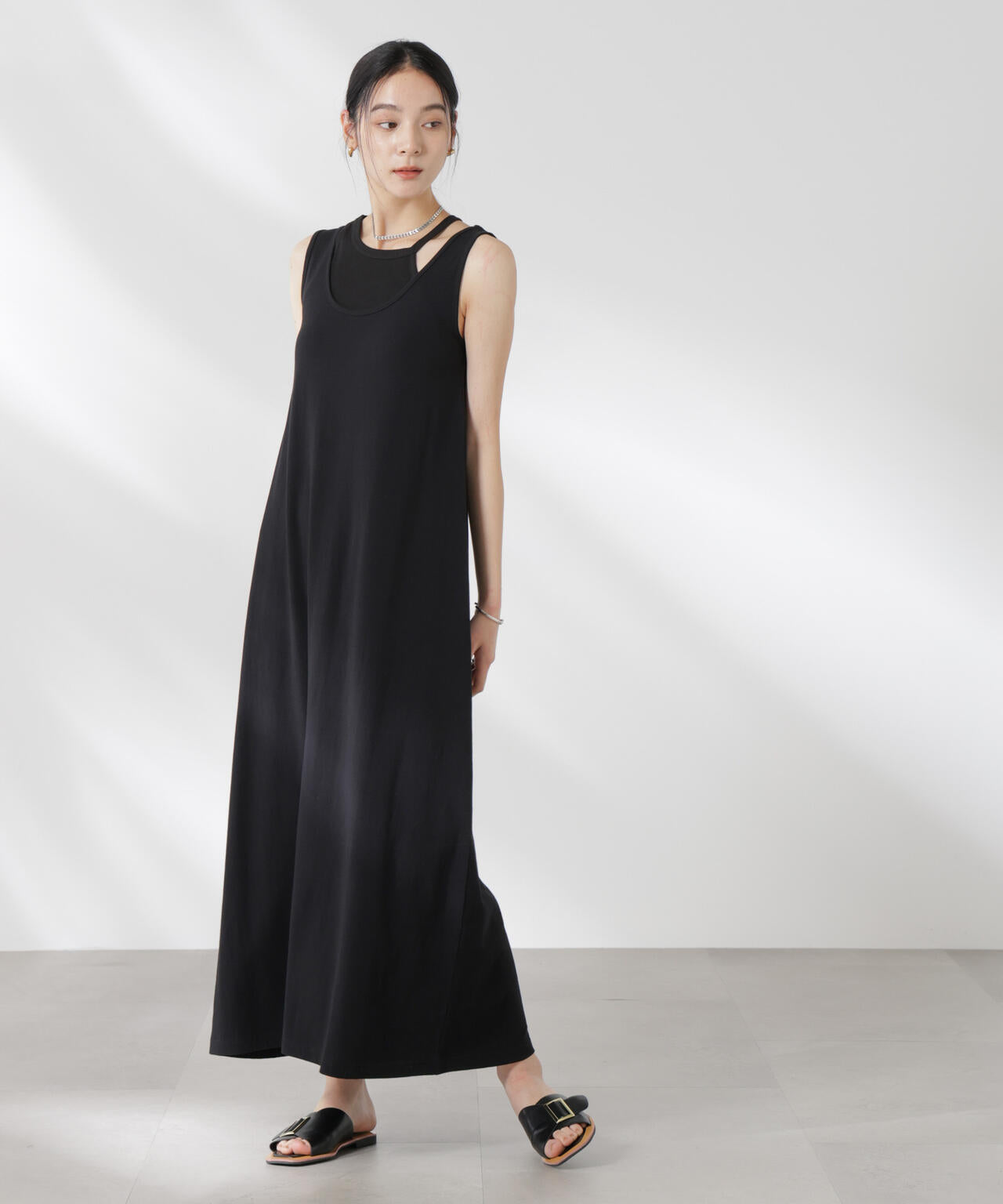 カップ付きアシメタンクレイヤードワンピース 6695119327