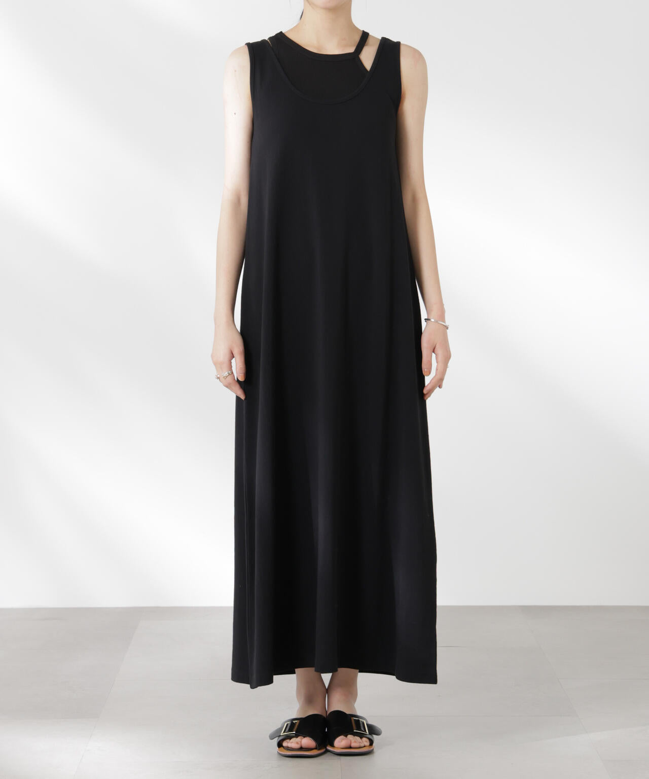 カップ付きアシメタンクレイヤードワンピース 6695119327