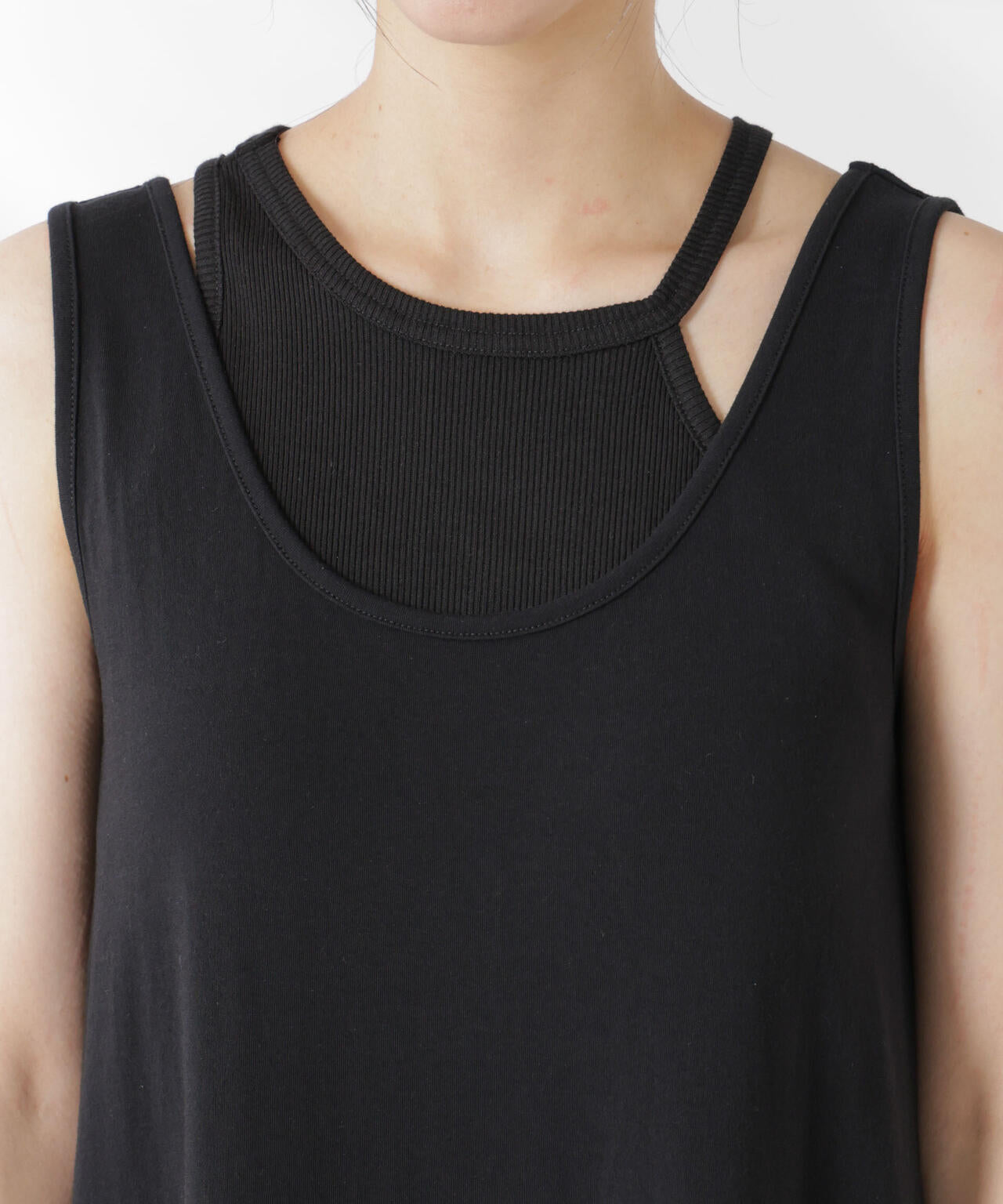 カップ付きアシメタンクレイヤードワンピース 6695119327