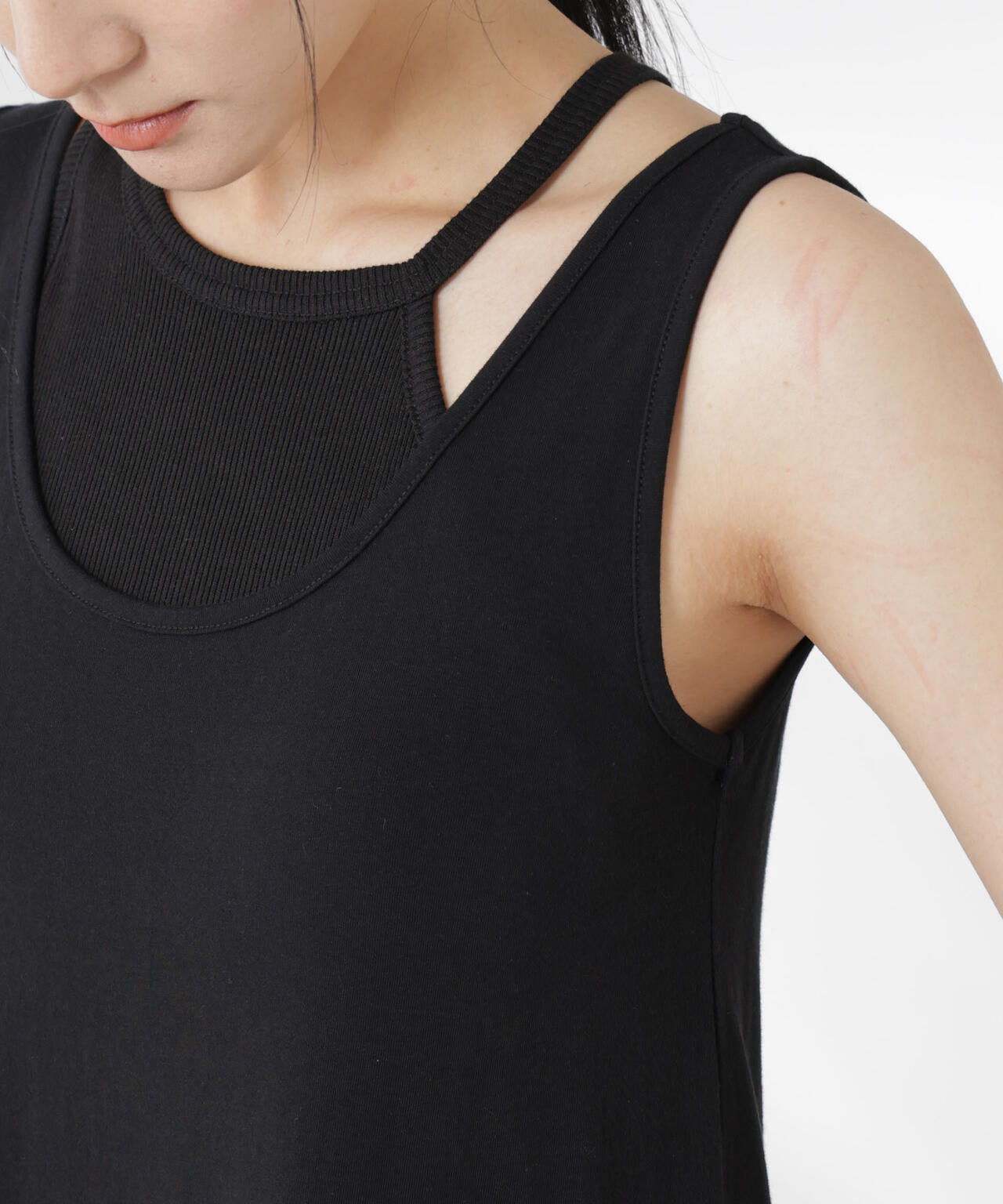 カップ付きアシメタンクレイヤードワンピース 6695119327