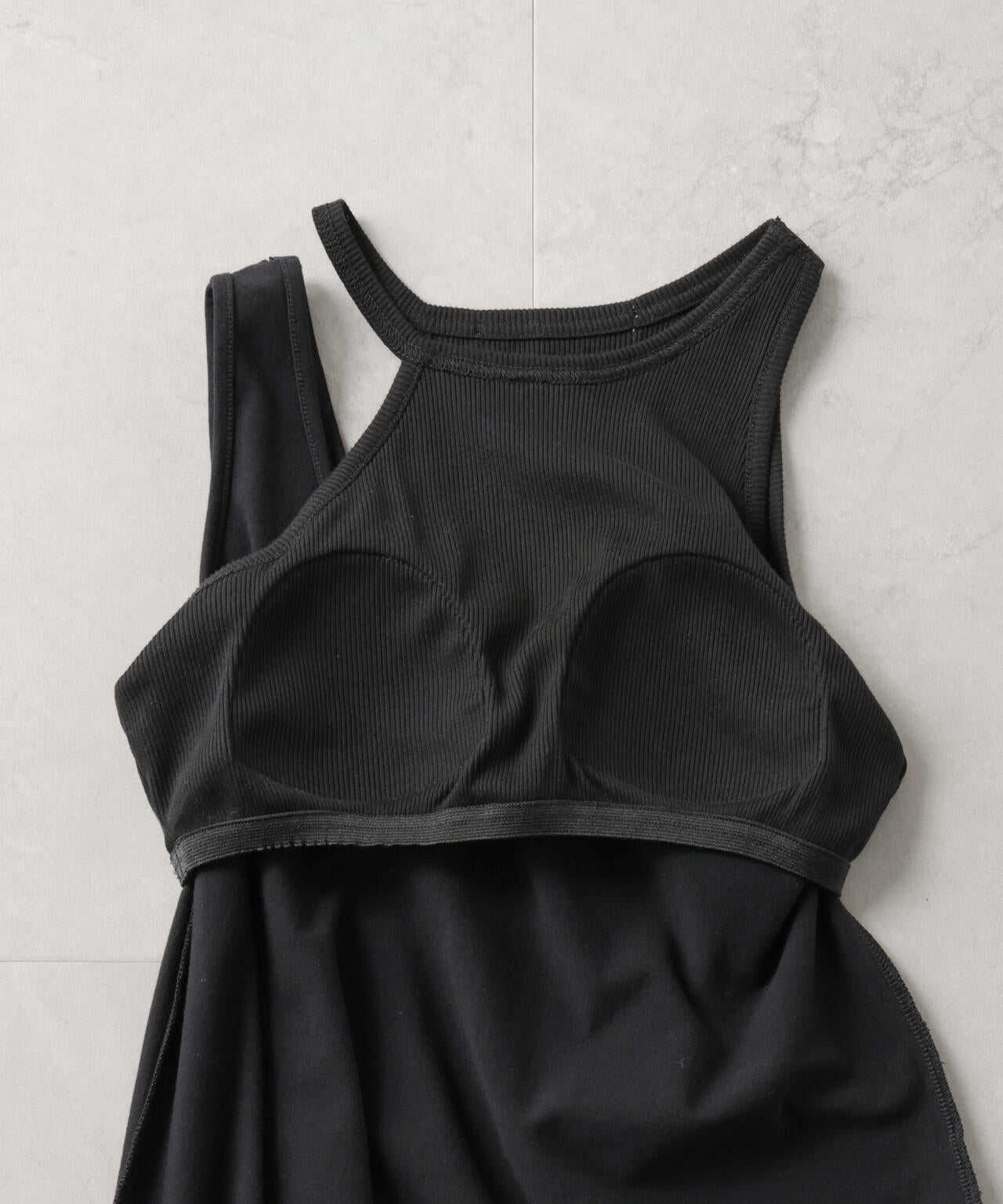 カップ付きアシメタンクレイヤードワンピース 6695119327