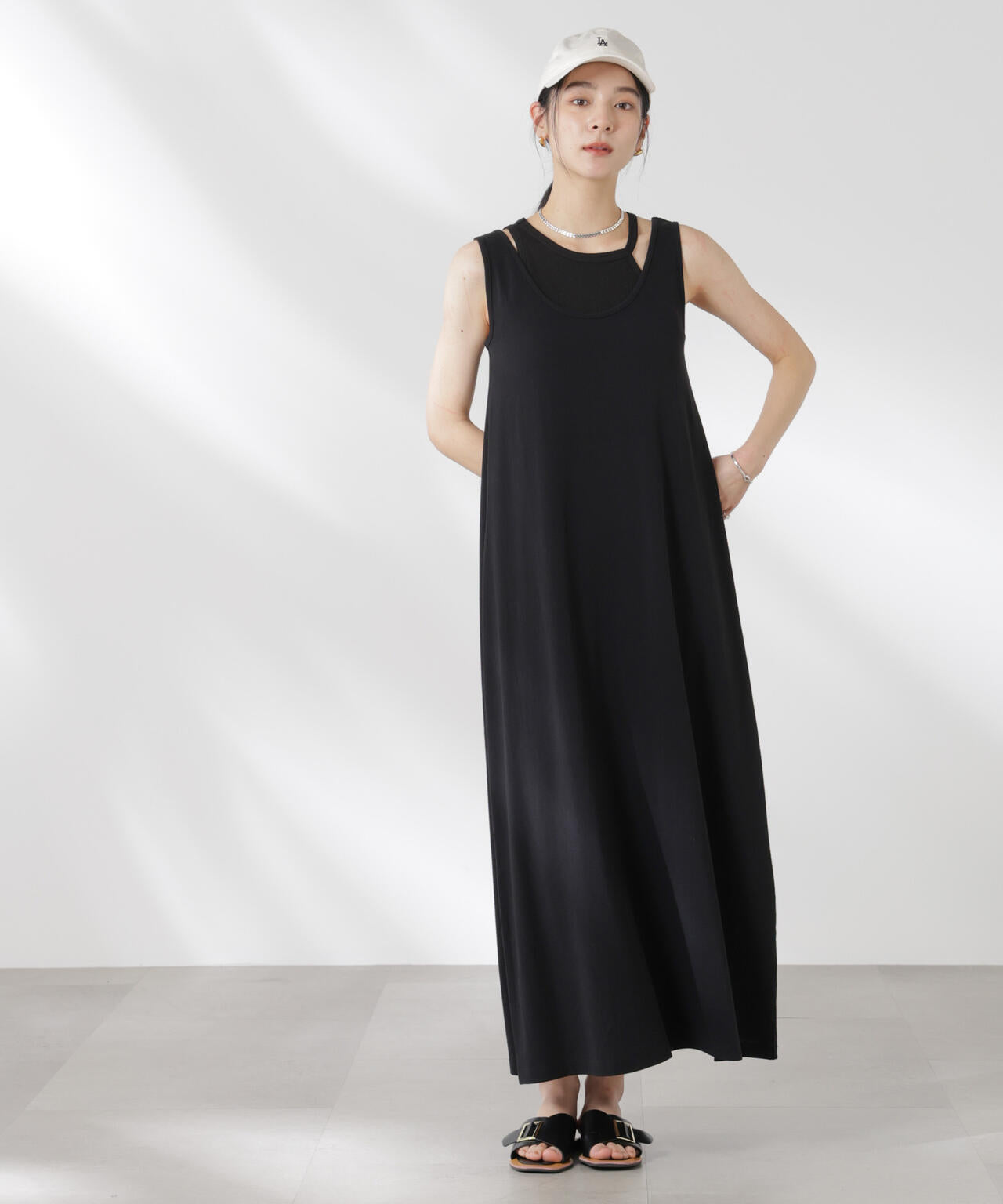 カップ付きアシメタンクレイヤードワンピース 6695119327