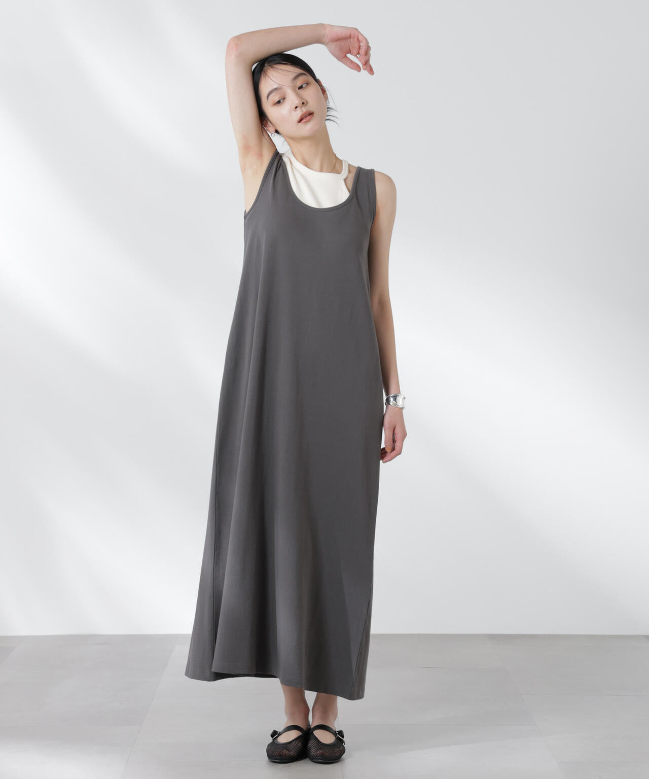 カップ付きアシメタンクレイヤードワンピース 6695119327