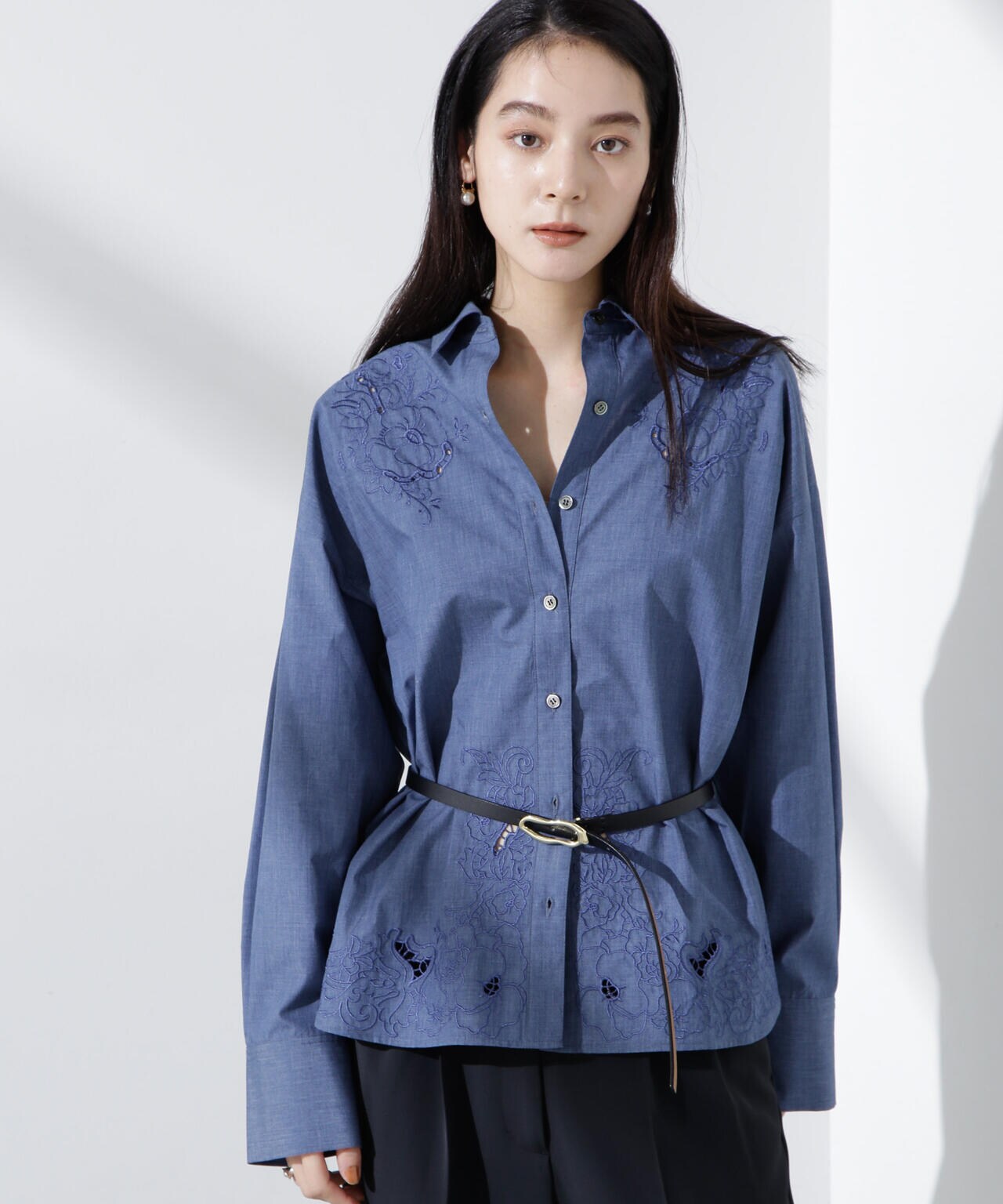 カットワークレースオーバーサイズシャツ 6695120313