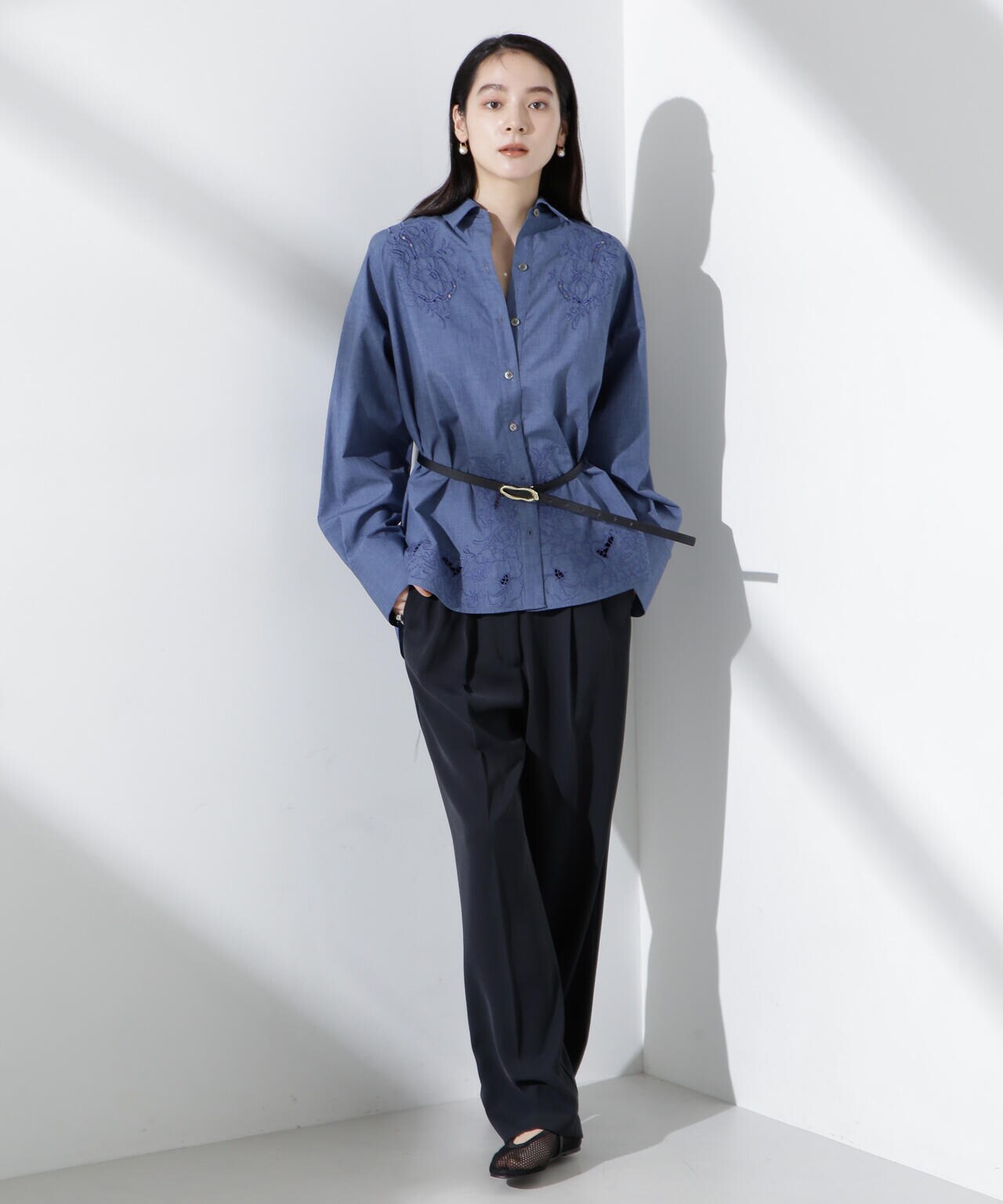 カットワークレースオーバーサイズシャツ 6695120313