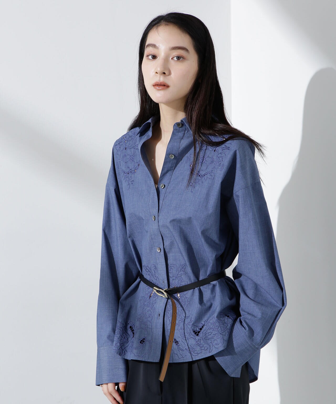 カットワークレースオーバーサイズシャツ 6695120313