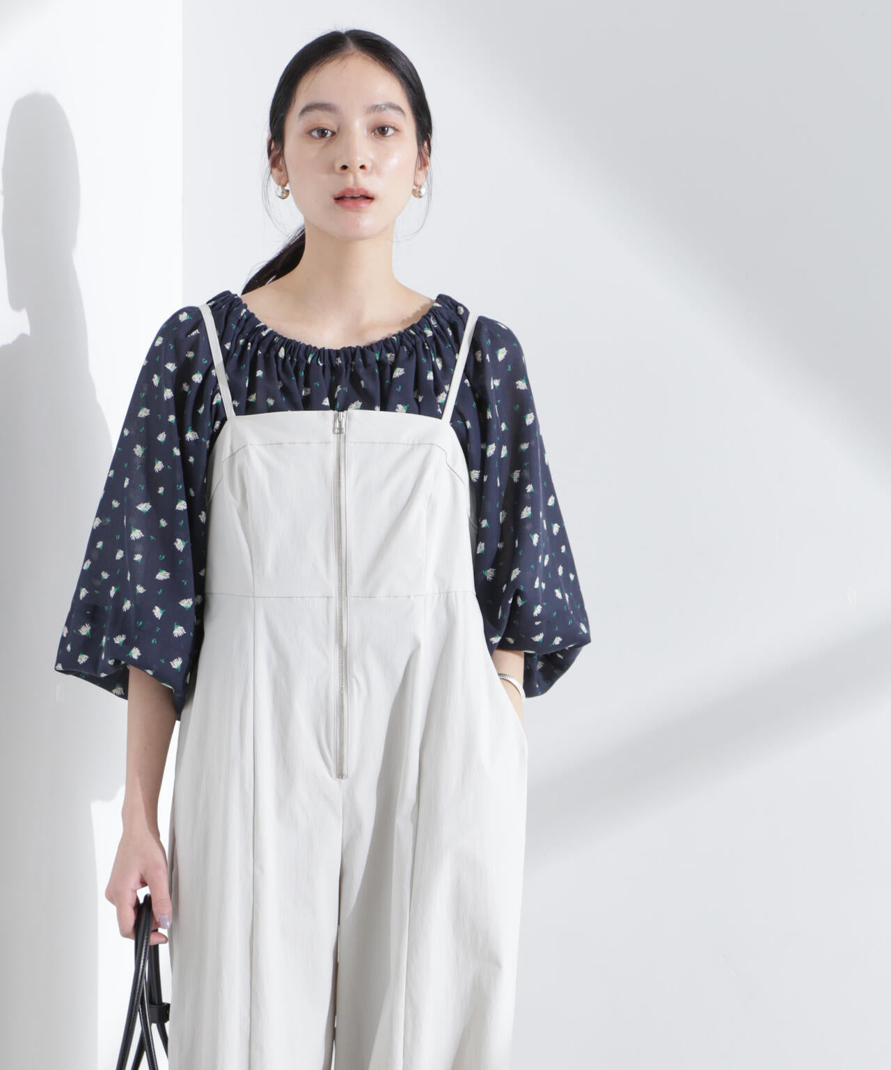 フラワープリントギャザーバルーンブラウス 6695120318