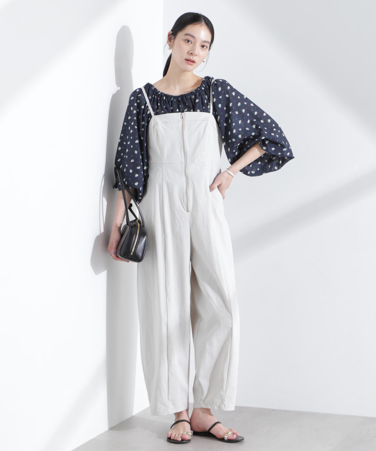 フラワープリントギャザーバルーンブラウス 6695120318