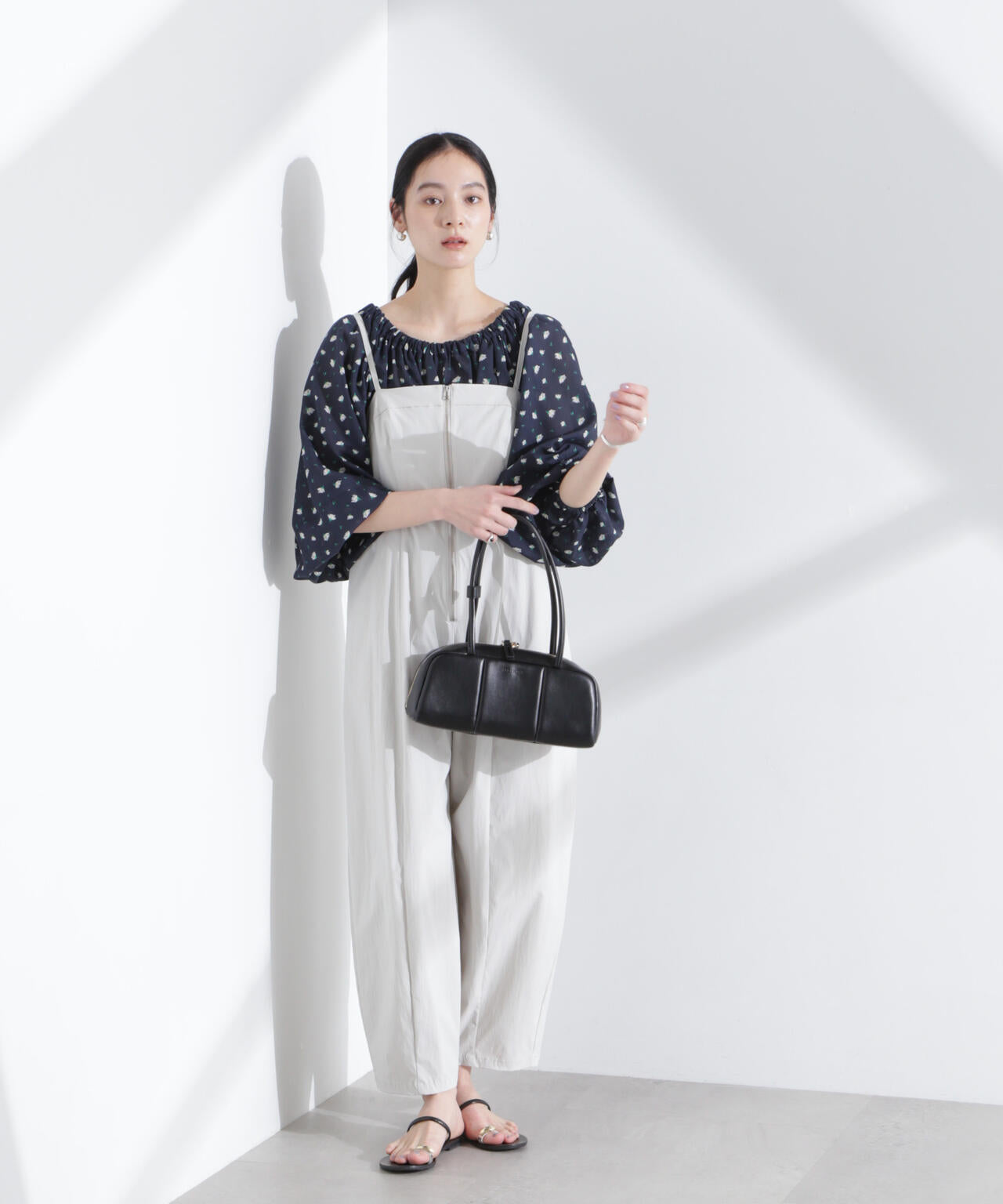 フラワープリントギャザーバルーンブラウス 6695120318