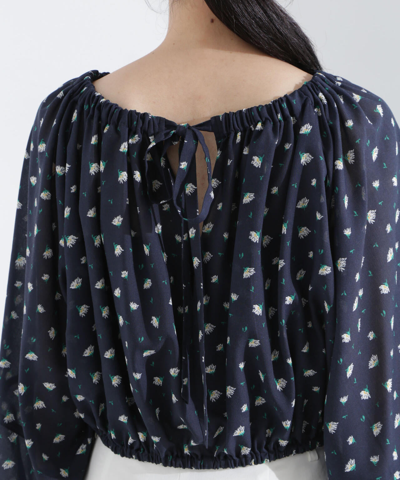 フラワープリントギャザーバルーンブラウス 6695120318