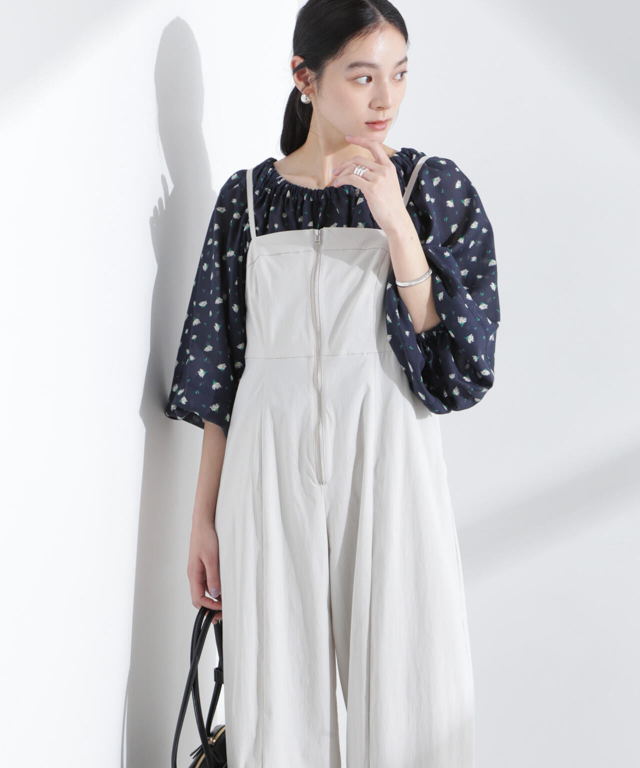 フラワープリントギャザーバルーンブラウス 6695120318