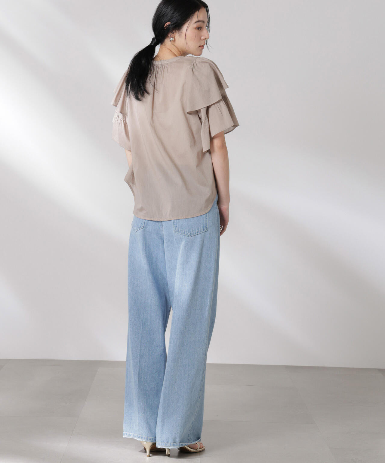 made in india コットンフリルスリーブブラウス 6695121300