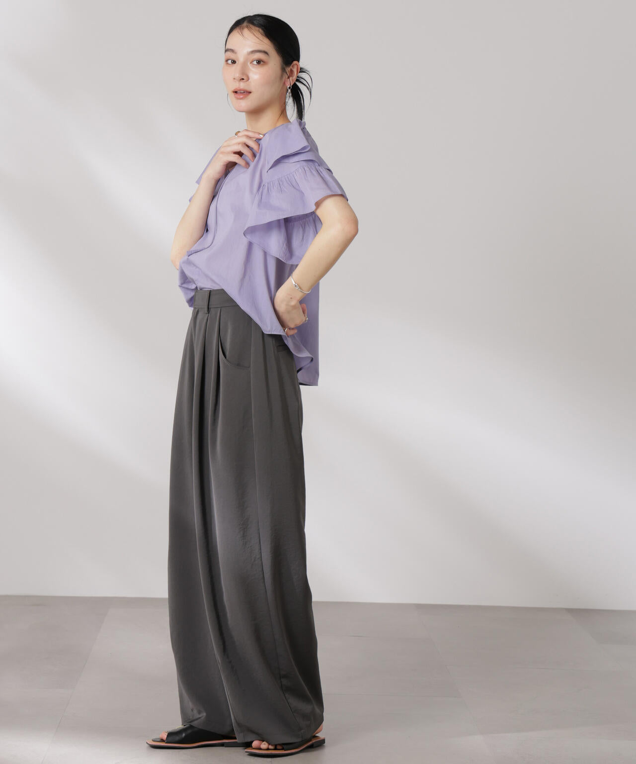 made in india コットンフリルスリーブブラウス 6695121300