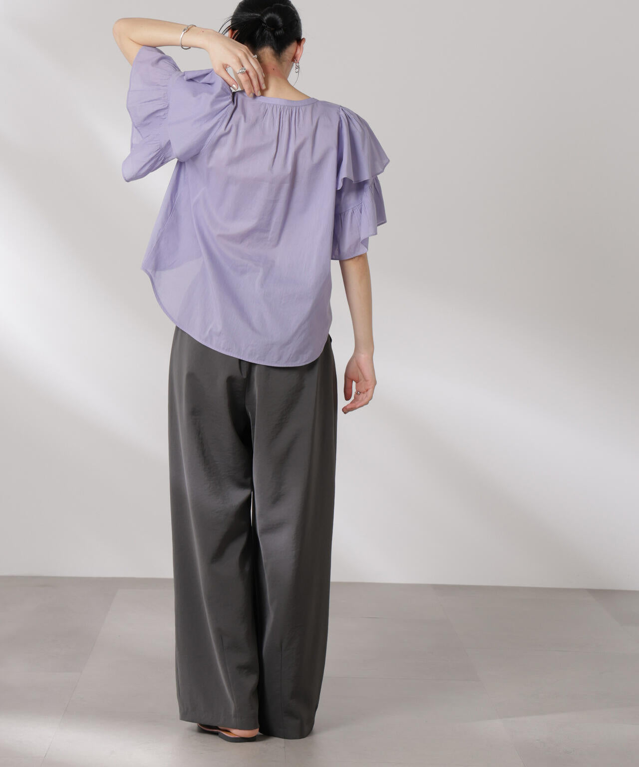 made in india コットンフリルスリーブブラウス 6695121300