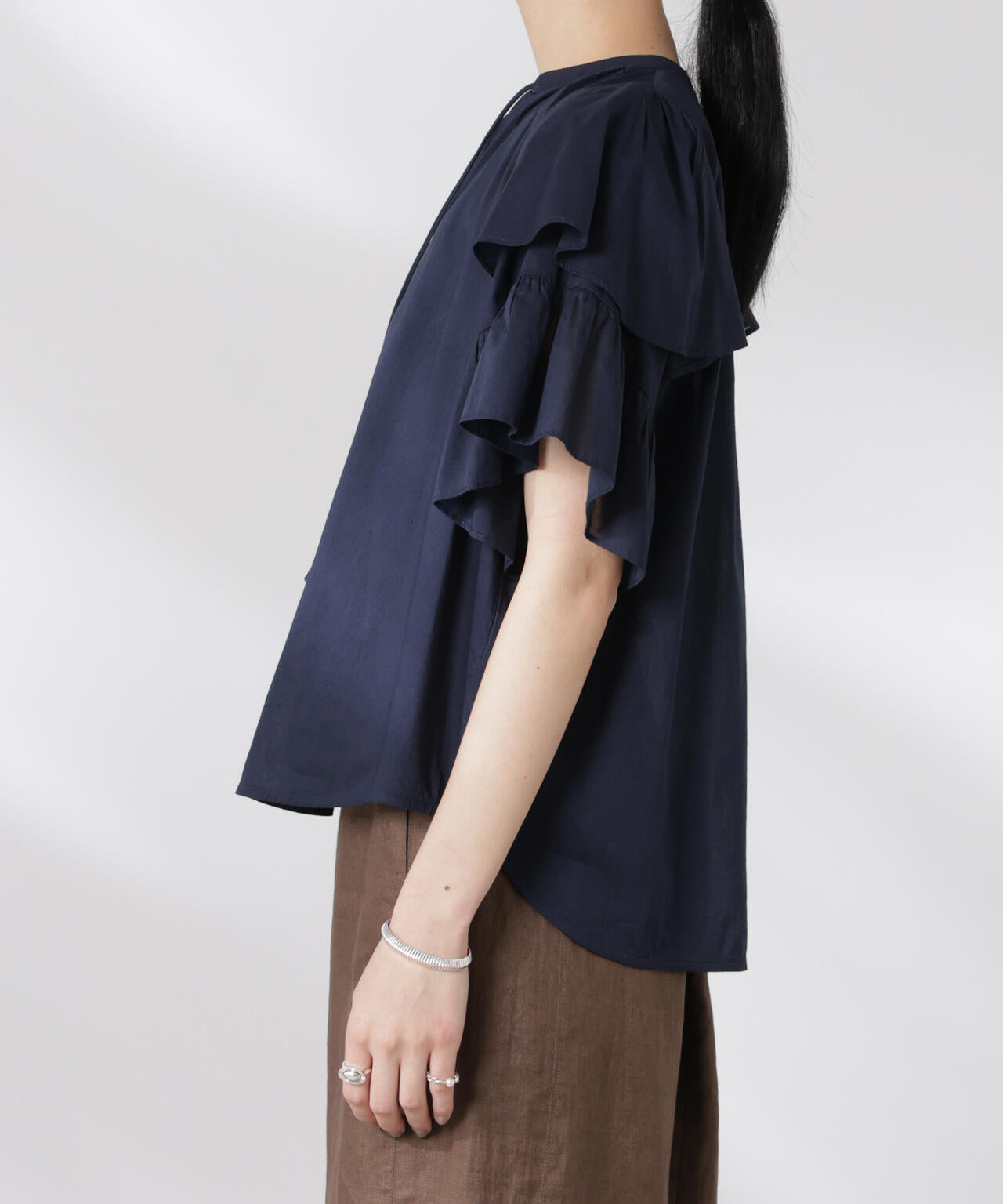 made in india コットンフリルスリーブブラウス 6695121300