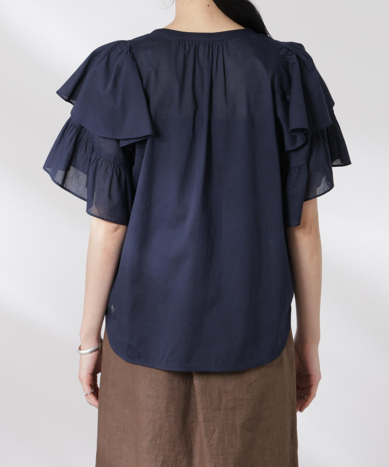 made in india コットンフリルスリーブブラウス 6695121300