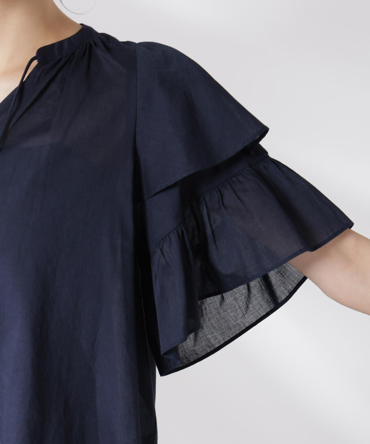 made in india コットンフリルスリーブブラウス 6695121300