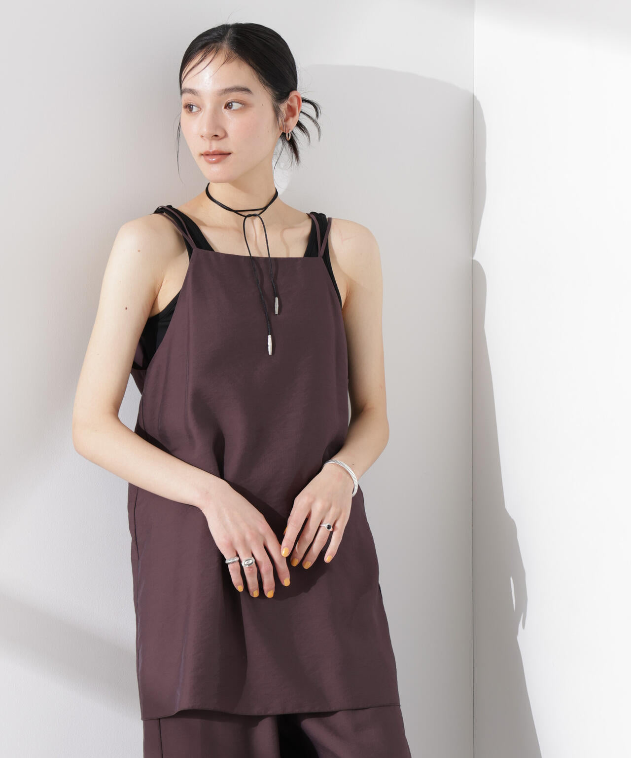 ダブルストラップミディキャミ(セットアップ可) 6695121307