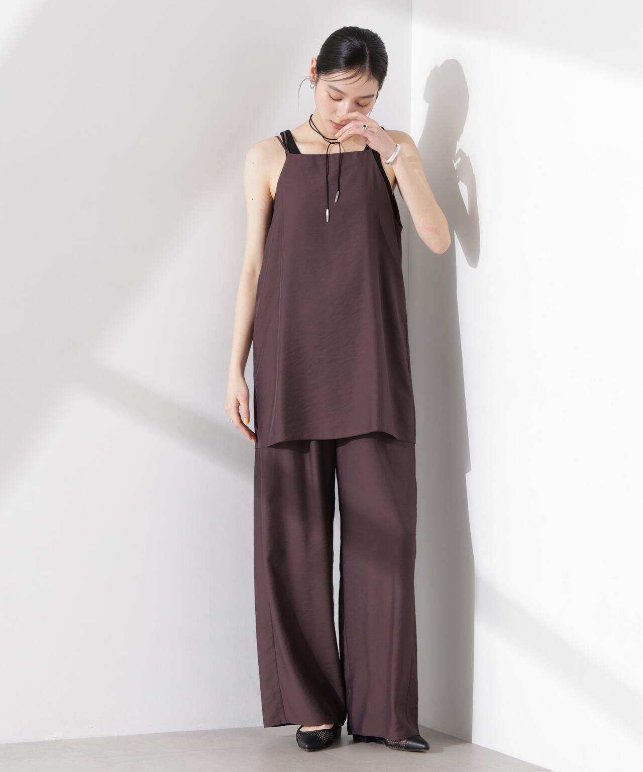 ダブルストラップミディキャミ(セットアップ可) 6695121307