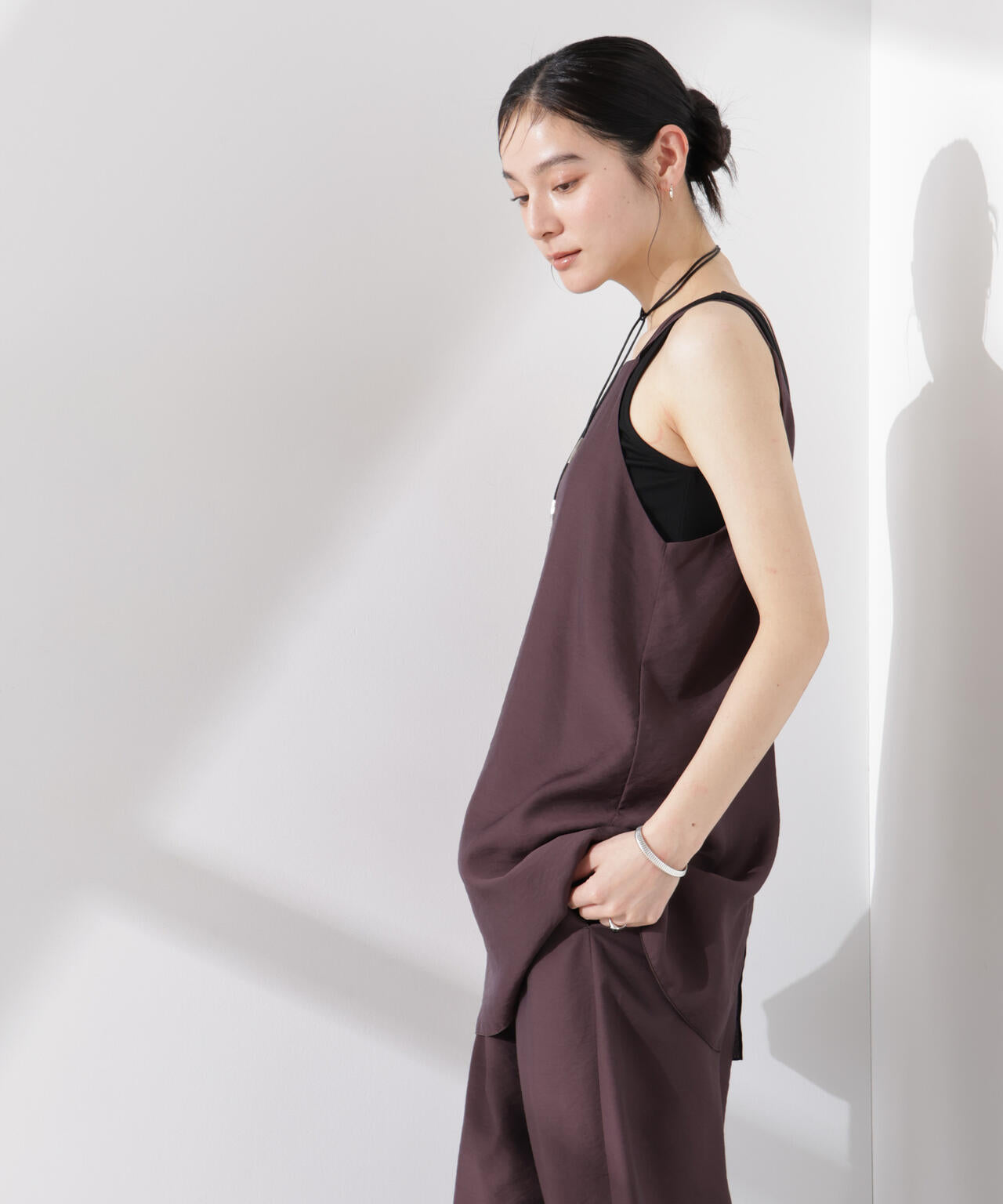 ダブルストラップミディキャミ(セットアップ可) 6695121307