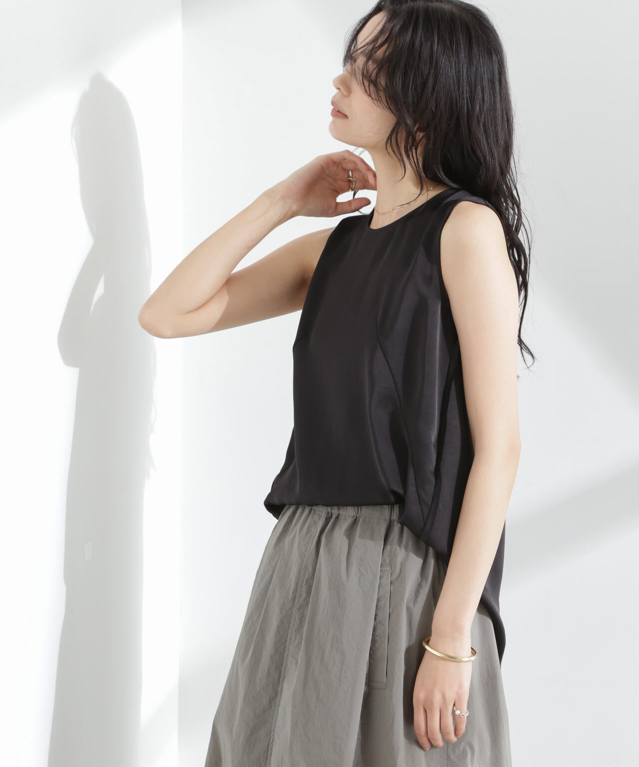 ダブルサテンノースリーブトップス 6695121312