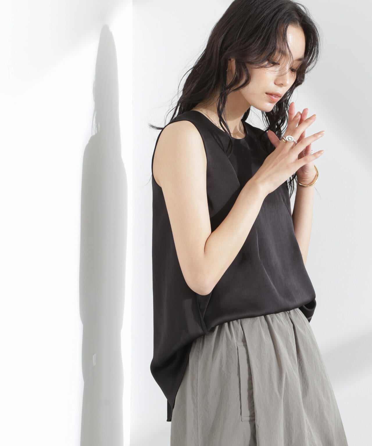 ダブルサテンノースリーブトップス 6695121312