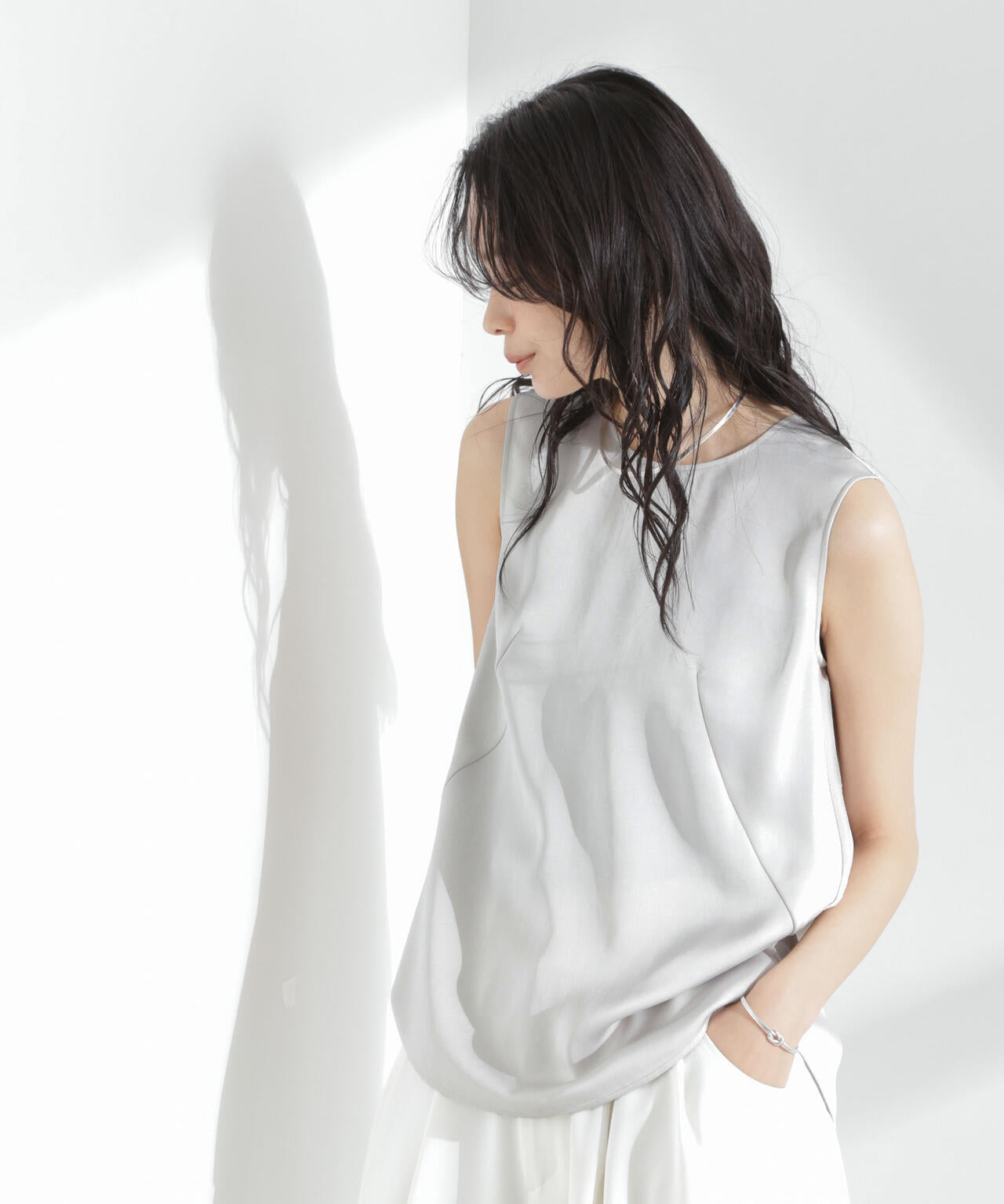 ダブルサテンノースリーブトップス 6695121312