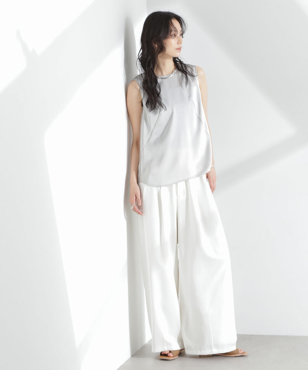 ダブルサテンノースリーブトップス 6695121312