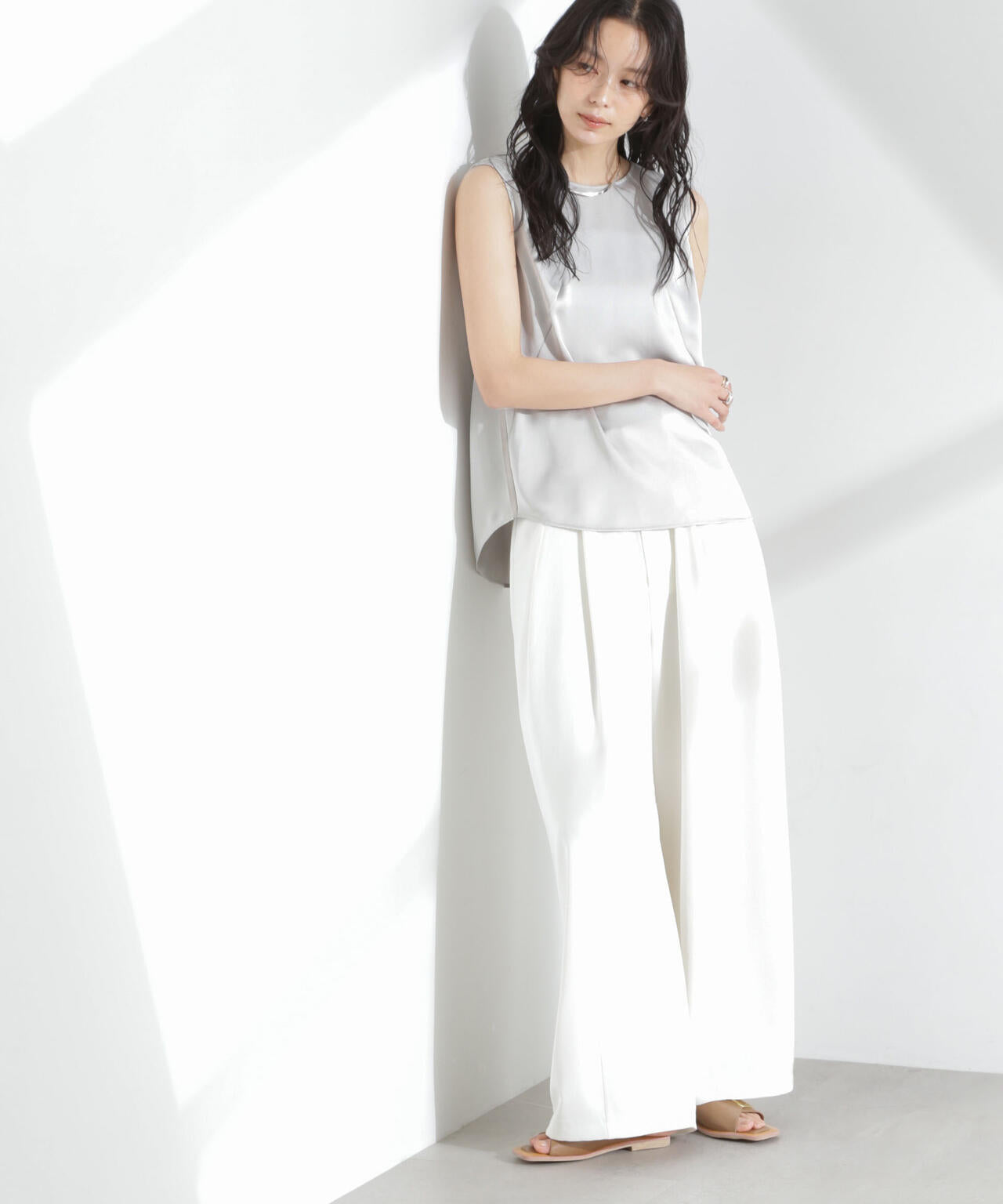 ダブルサテンノースリーブトップス 6695121312