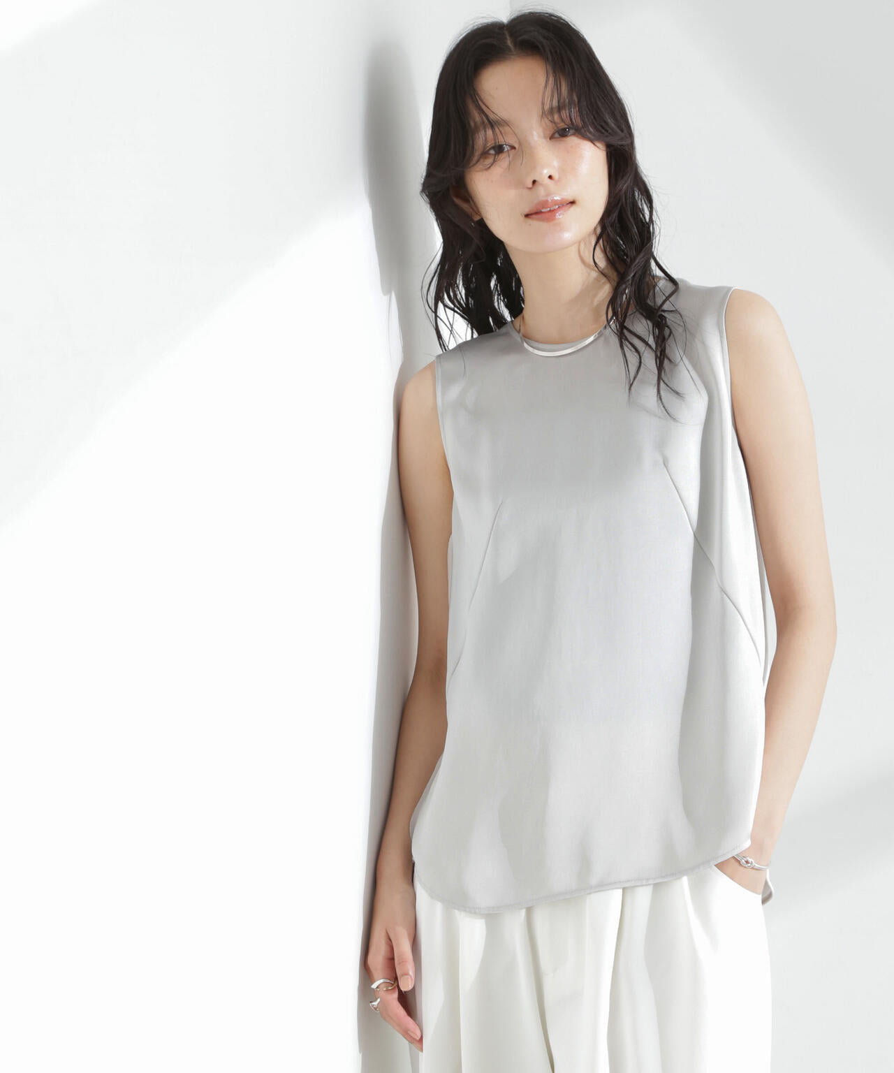 ダブルサテンノースリーブトップス 6695121312