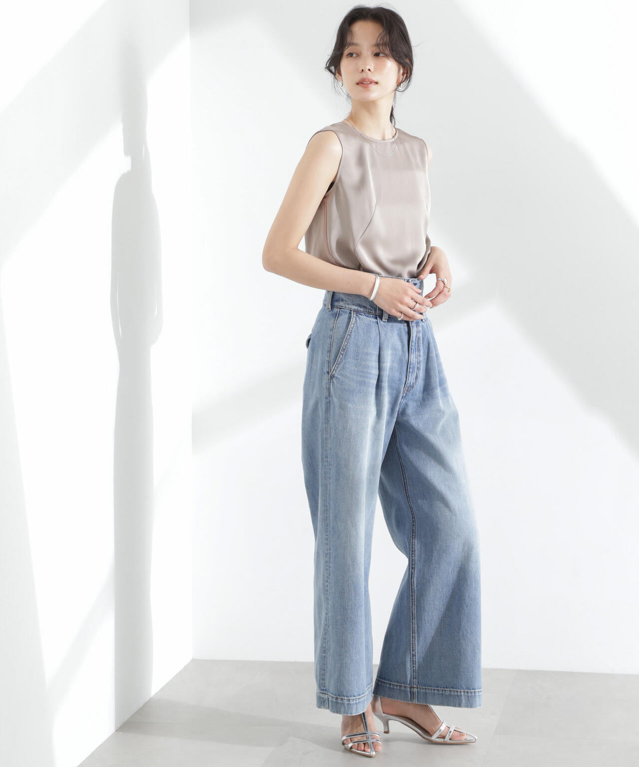 ダブルサテンノースリーブトップス 6695121312