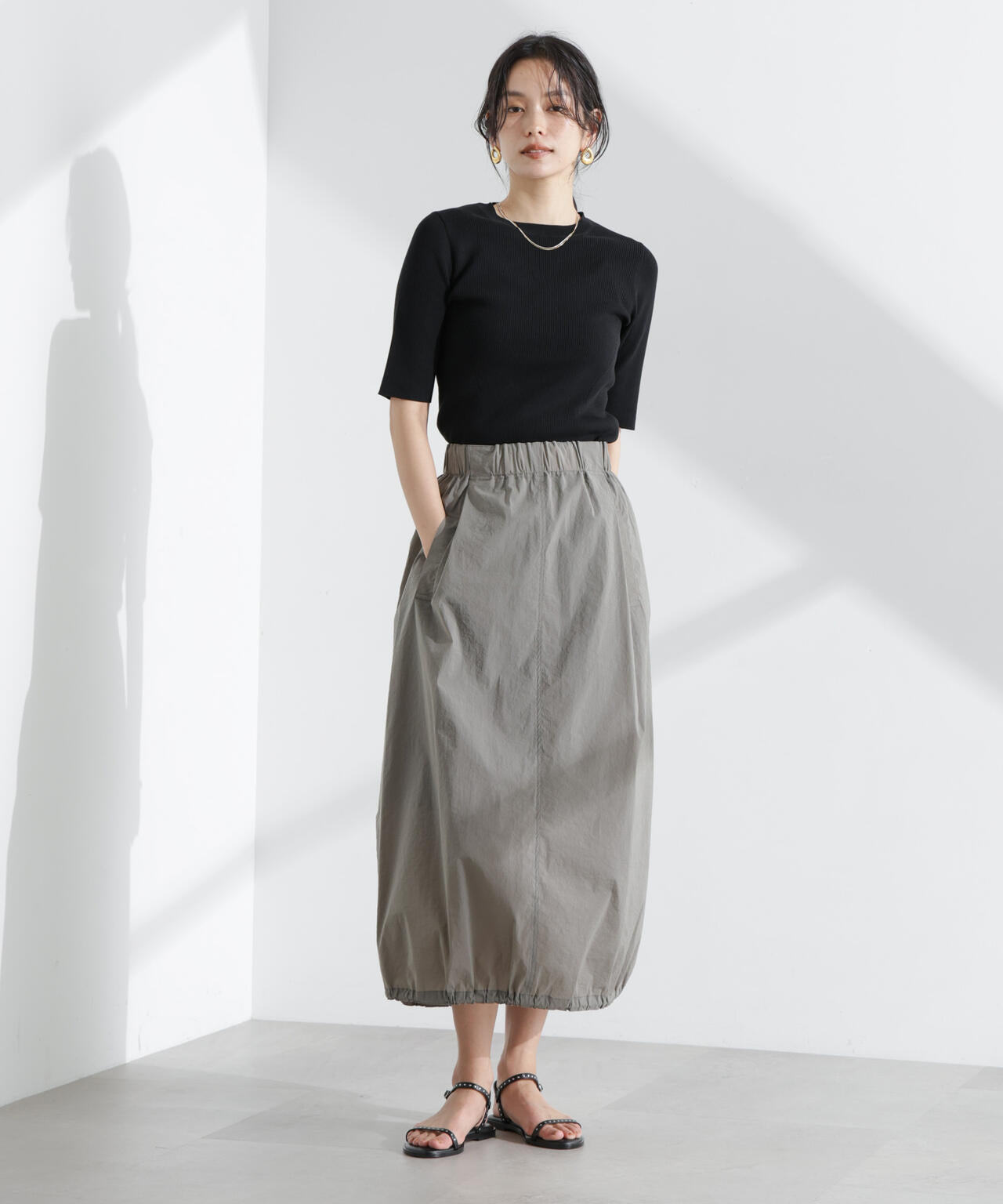 ウォッシャブルハイツイスト五分袖リブニット 6695122309