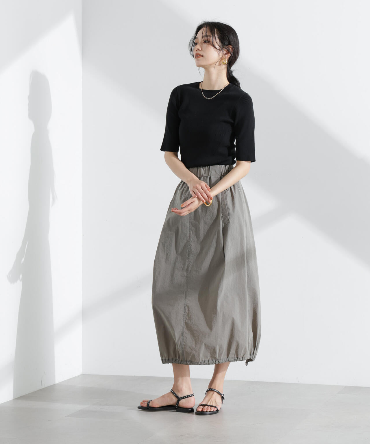 ウォッシャブルハイツイスト五分袖リブニット 6695122309