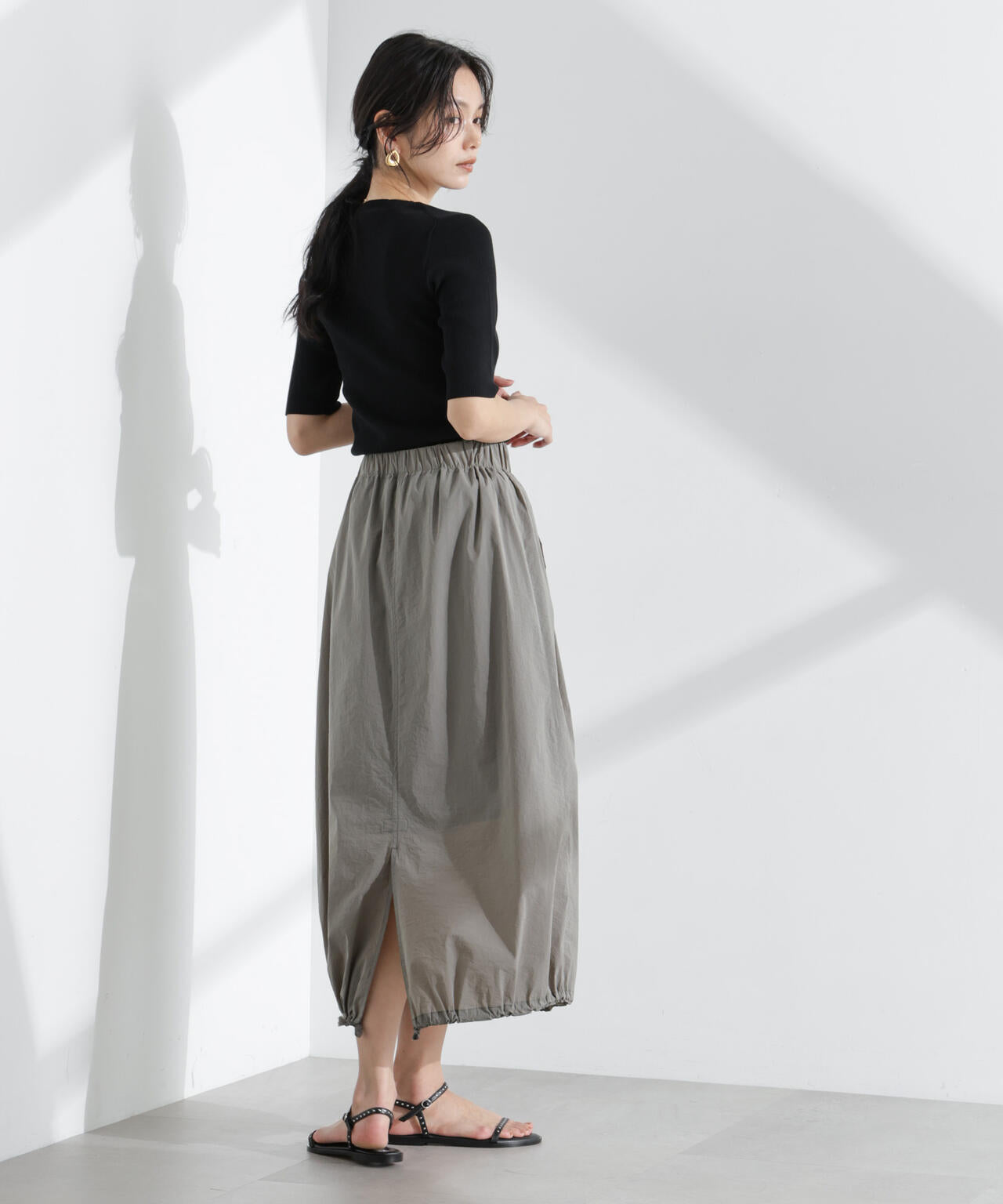 ウォッシャブルハイツイスト五分袖リブニット 6695122309