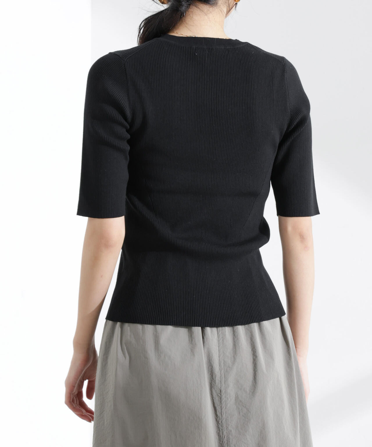 ウォッシャブルハイツイスト五分袖リブニット 6695122309