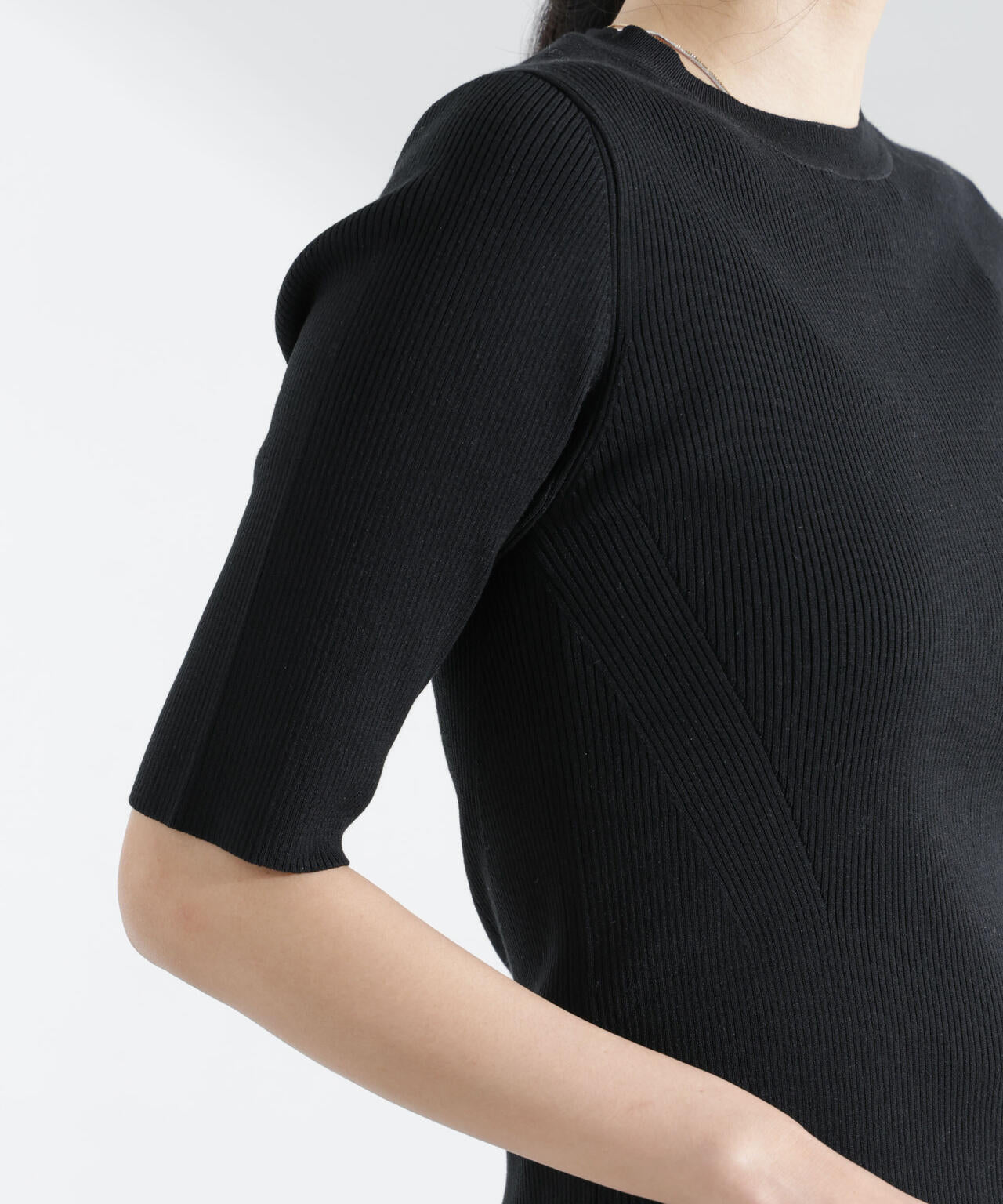 ウォッシャブルハイツイスト五分袖リブニット 6695122309