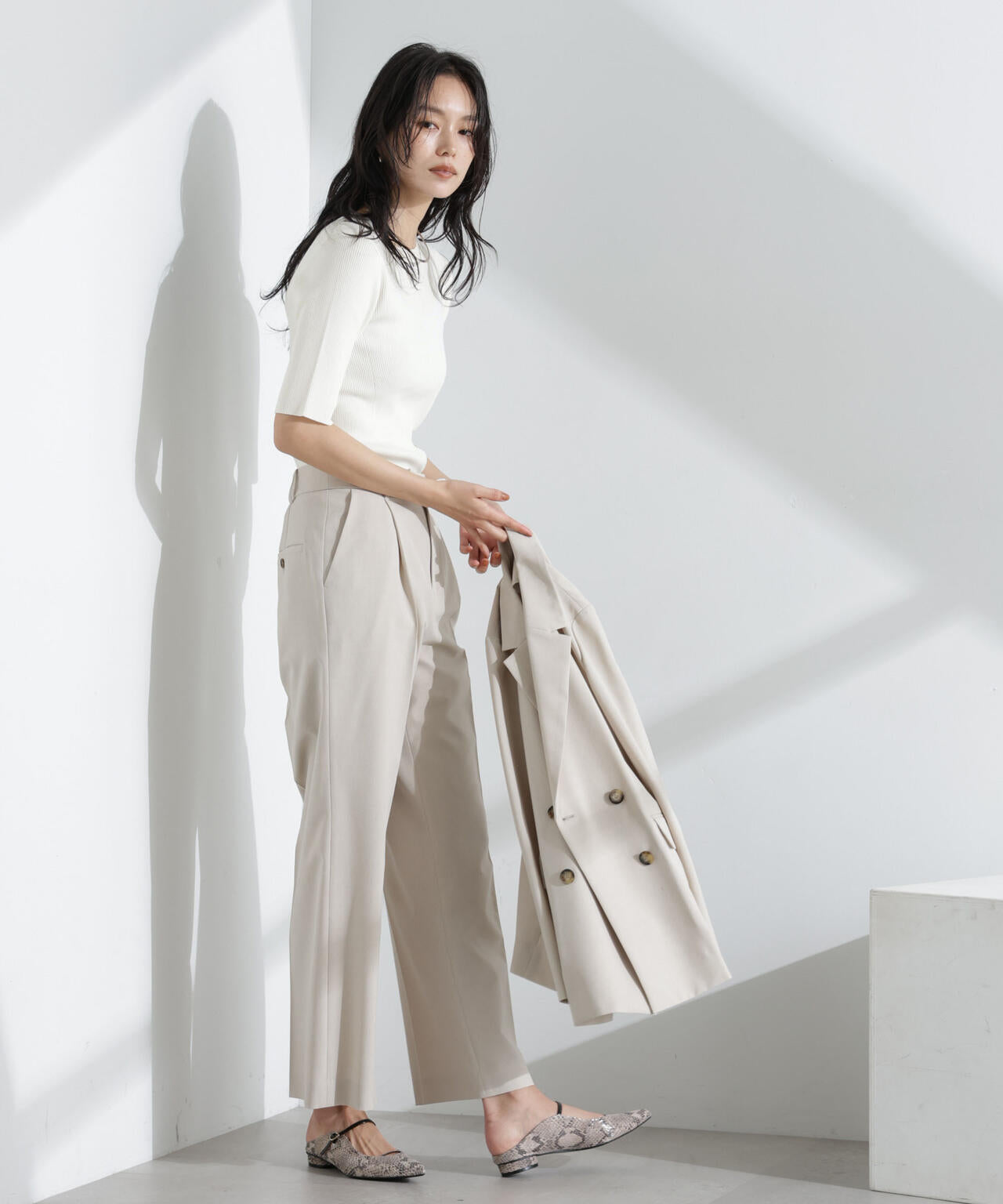 ウォッシャブルハイツイスト五分袖リブニット 6695122309