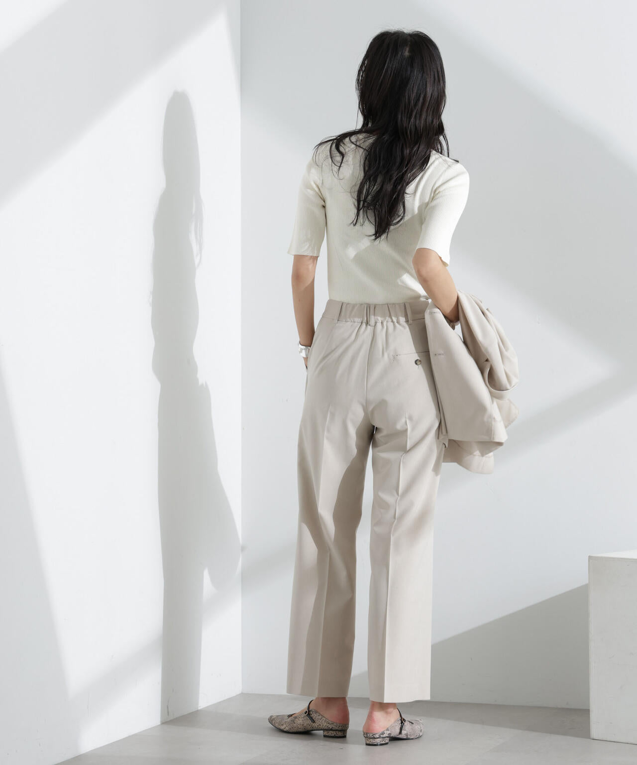 ウォッシャブルハイツイスト五分袖リブニット 6695122309