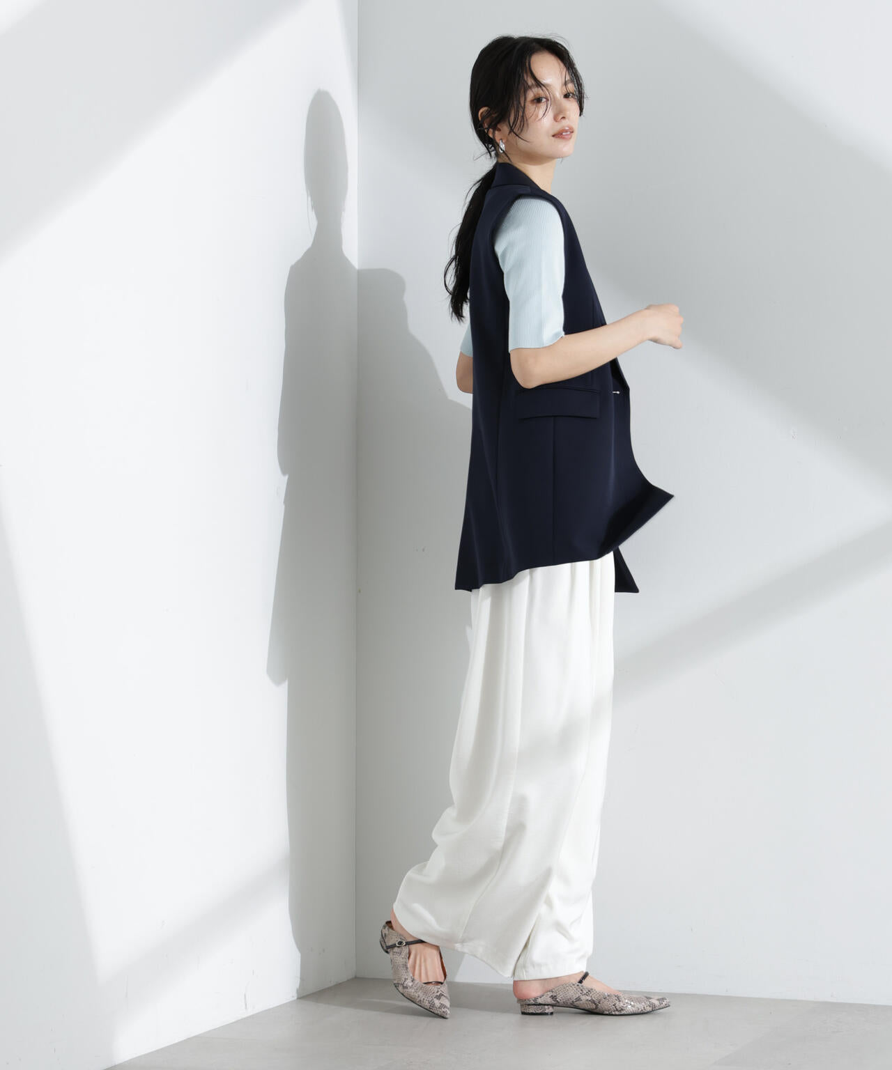 ウォッシャブルハイツイスト五分袖リブニット 6695122309