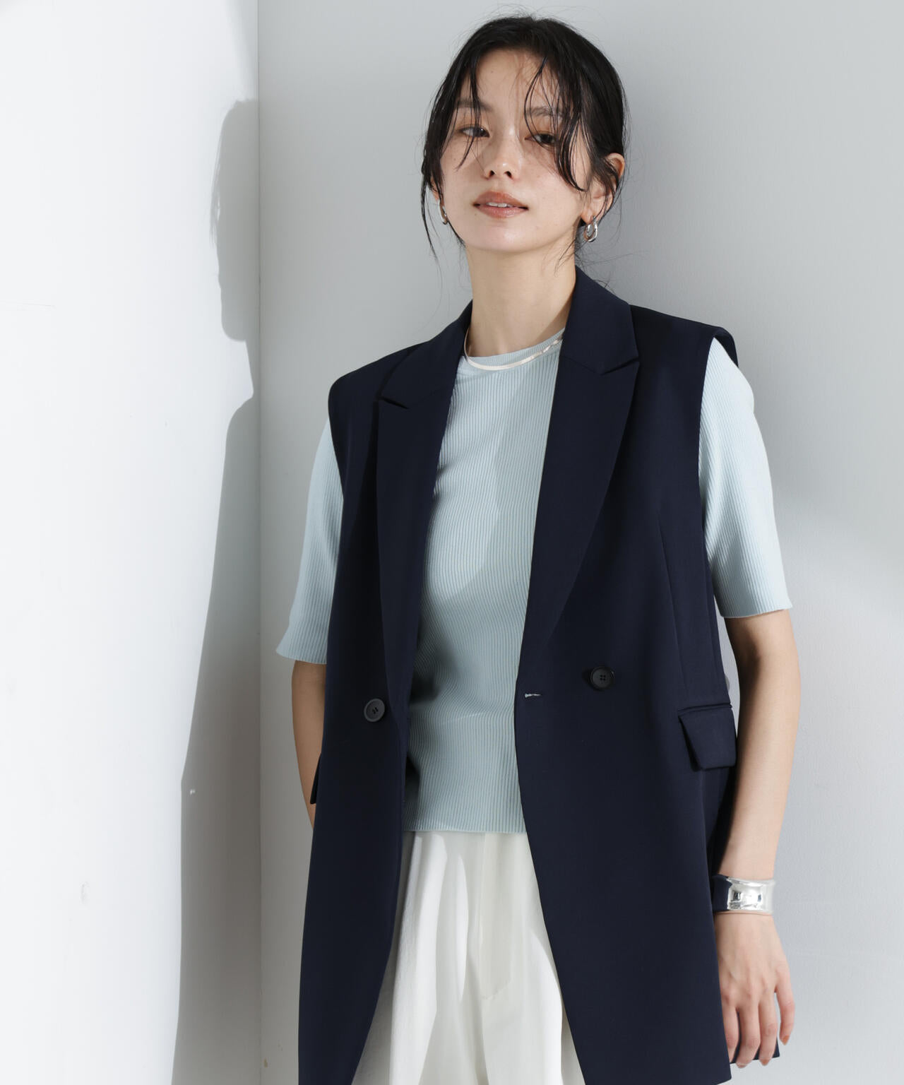 ウォッシャブルハイツイスト五分袖リブニット 6695122309