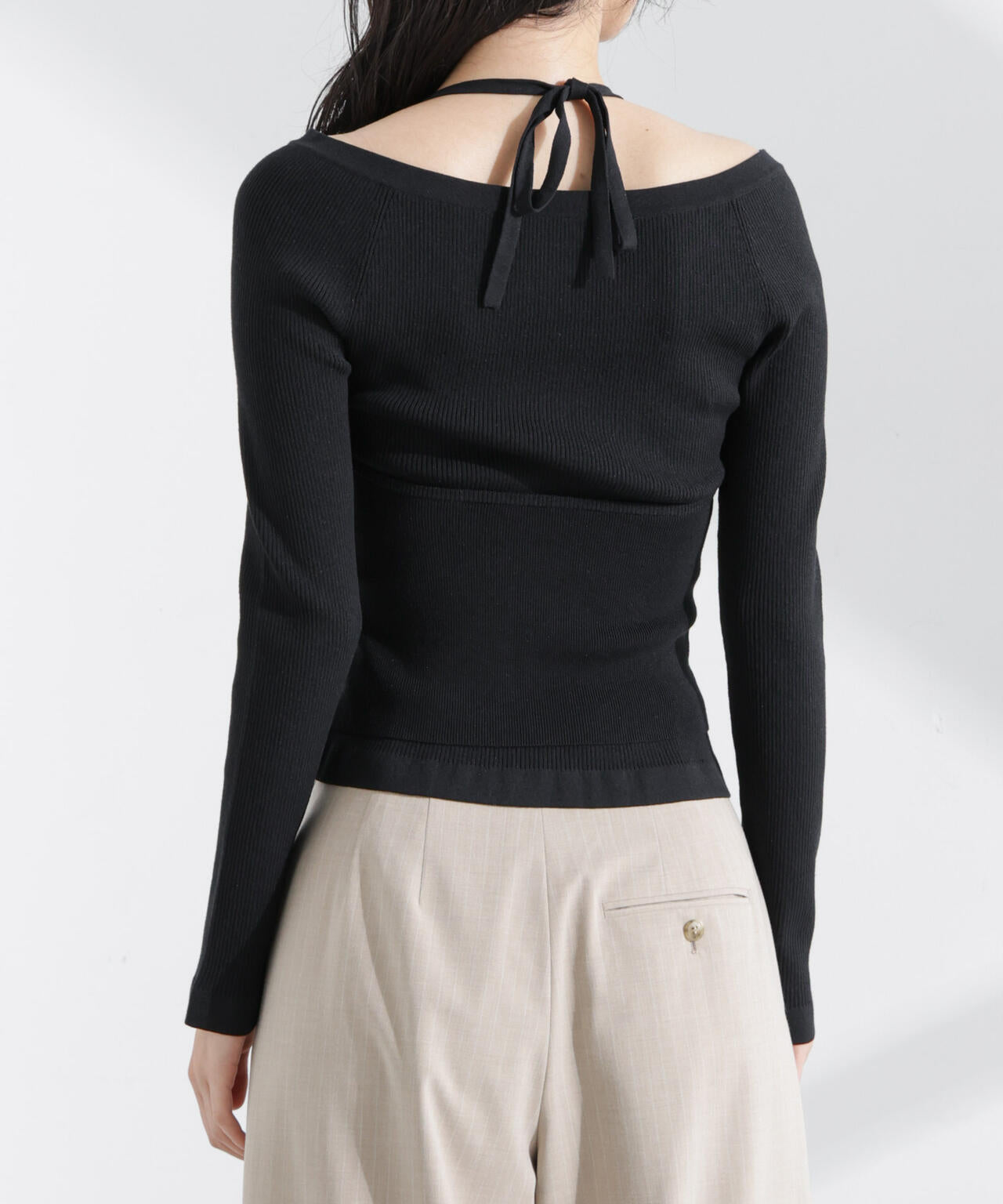 ホルターネックキャミ付きリブトップス 6695122311