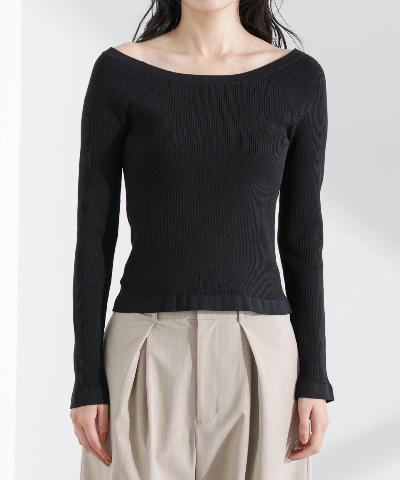 ホルターネックキャミ付きリブトップス 6695122311