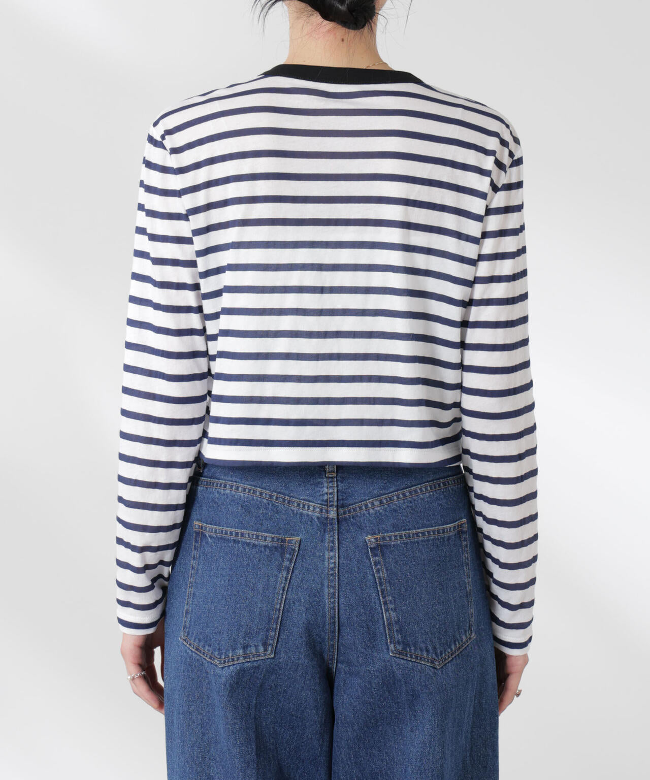 ボーダーシアーコットンカーディガン 6695123310